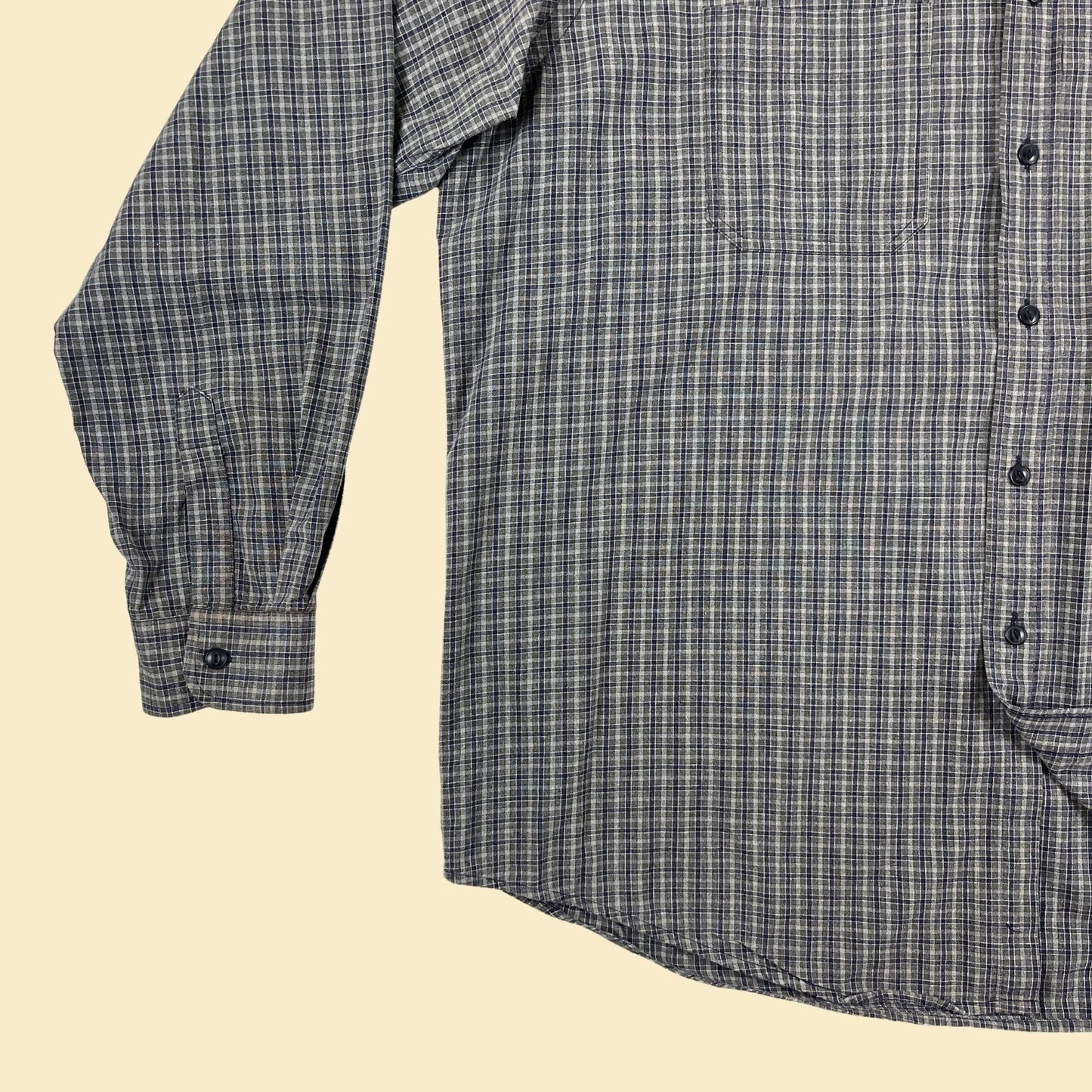 90s XXL Nautica shirt, vintage grey & blue 1990s men's plaid cotton long sleeve button down top