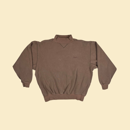 1990s M FedEx mock neck brown sweatshirt, vintage men's cotton pullover top by Cutter & Buck