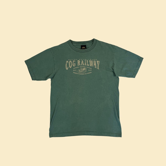 90s L COG Railway North Carolina t-shirt, vintage 1990s green/beige Mount Washington tee