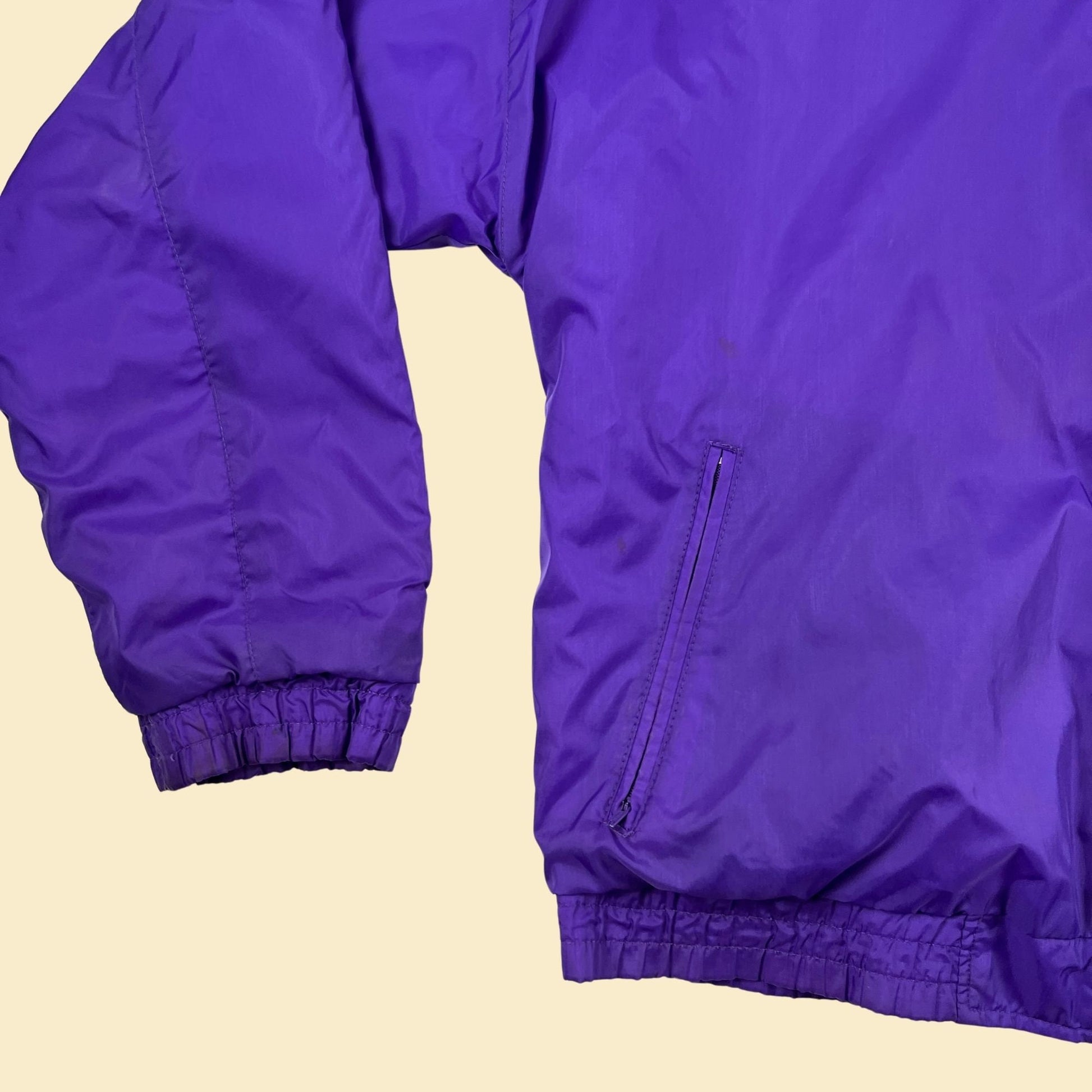 1990s M purple nylon jacket w/ grey lining & Glasstream logo, vintage