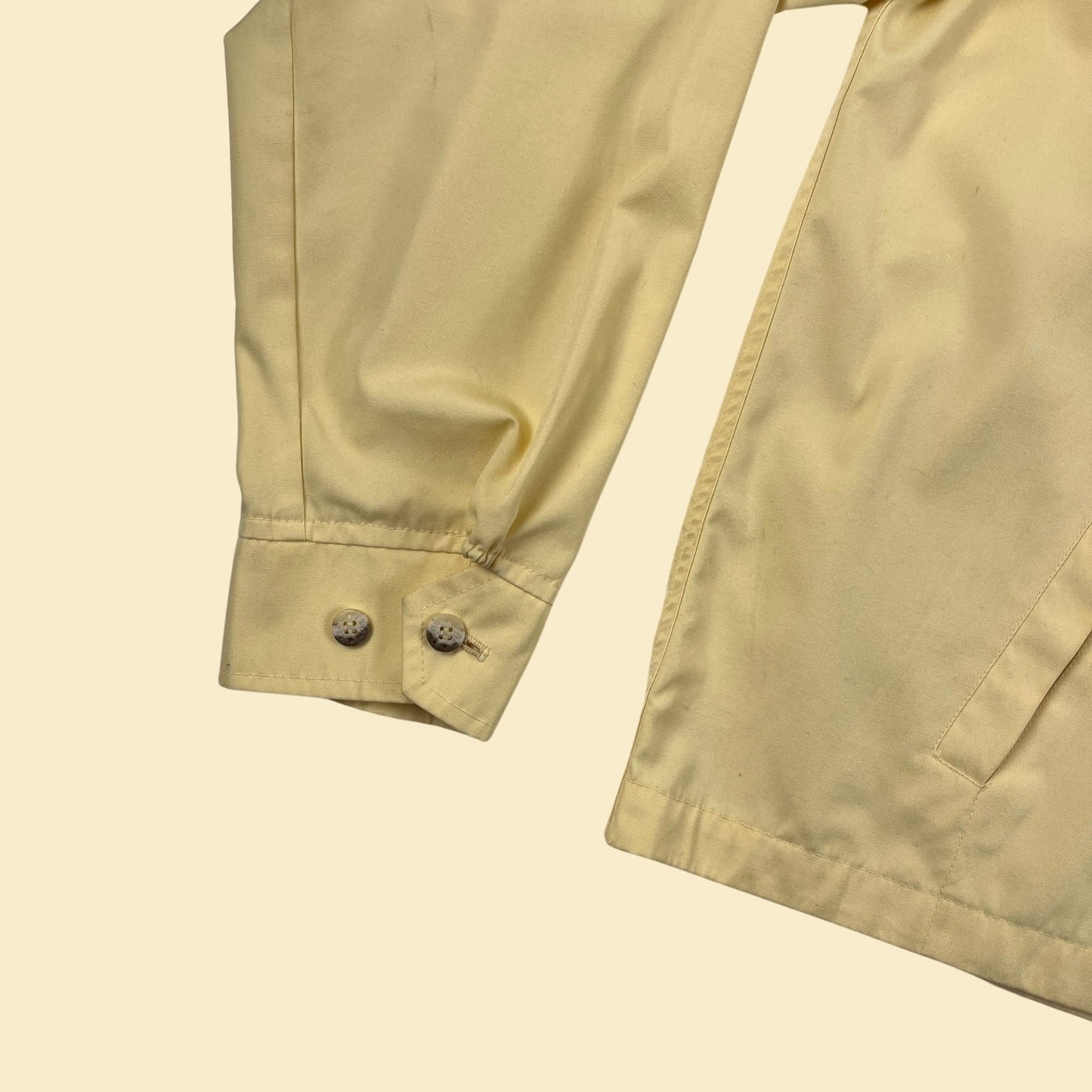 1970s L Izod Lacoste windbreaker, pastel yellow vintage 70s zip up jacket