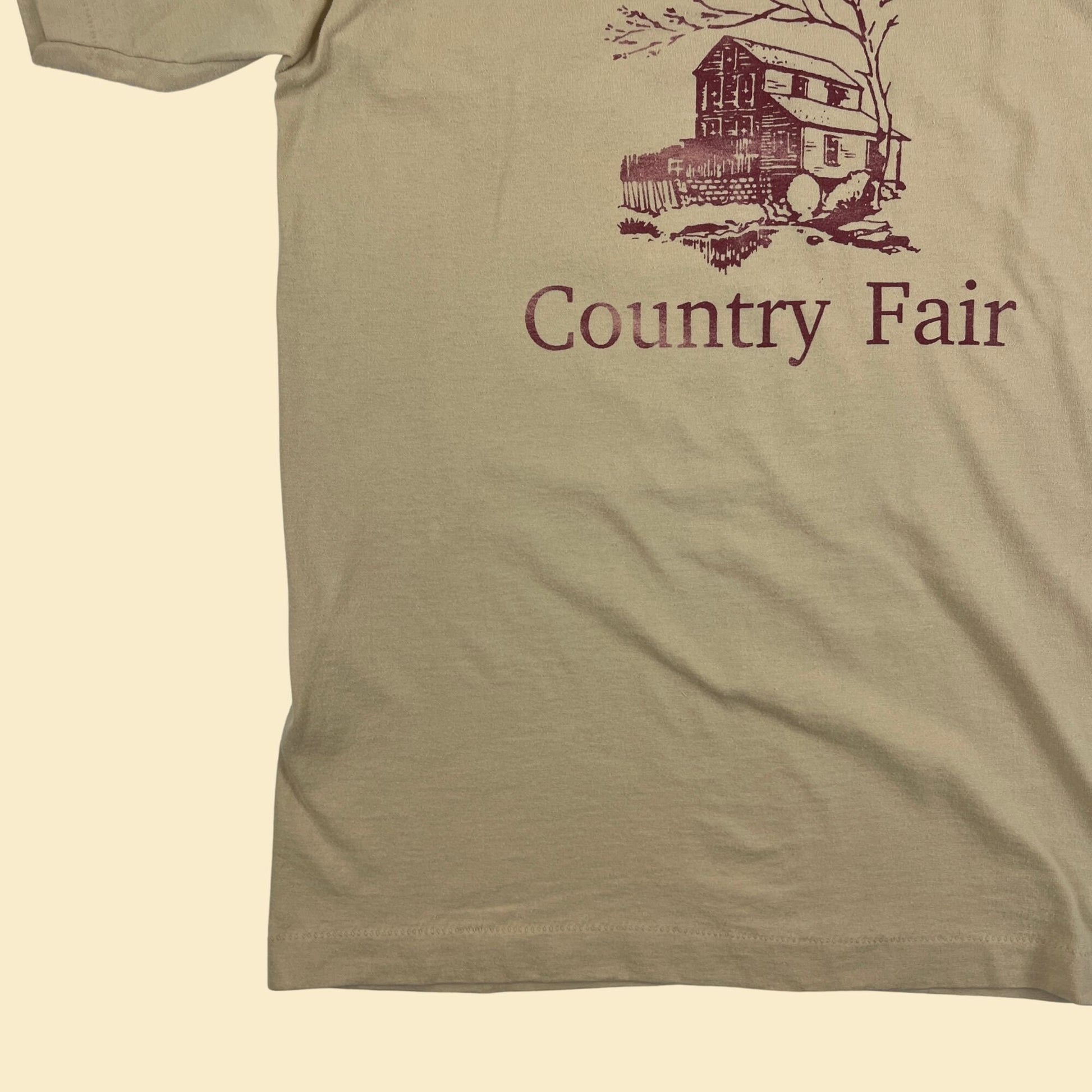 80s/90s L Prater's Mill Country Fair (Georgia) Screen Stars t-shirt, single stitch beige & burgundy tee