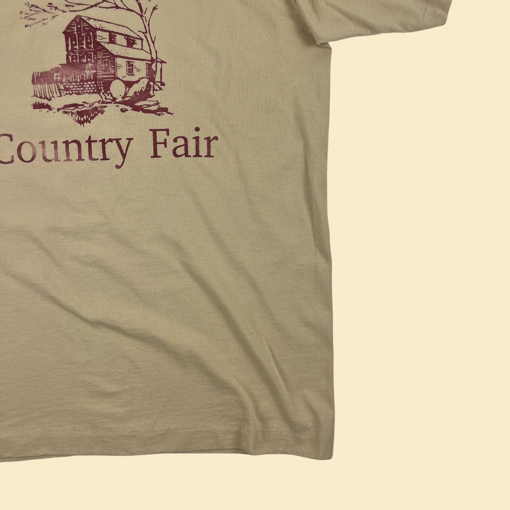 80s/90s L Prater's Mill Country Fair (Georgia) Screen Stars t-shirt, single stitch beige & burgundy tee