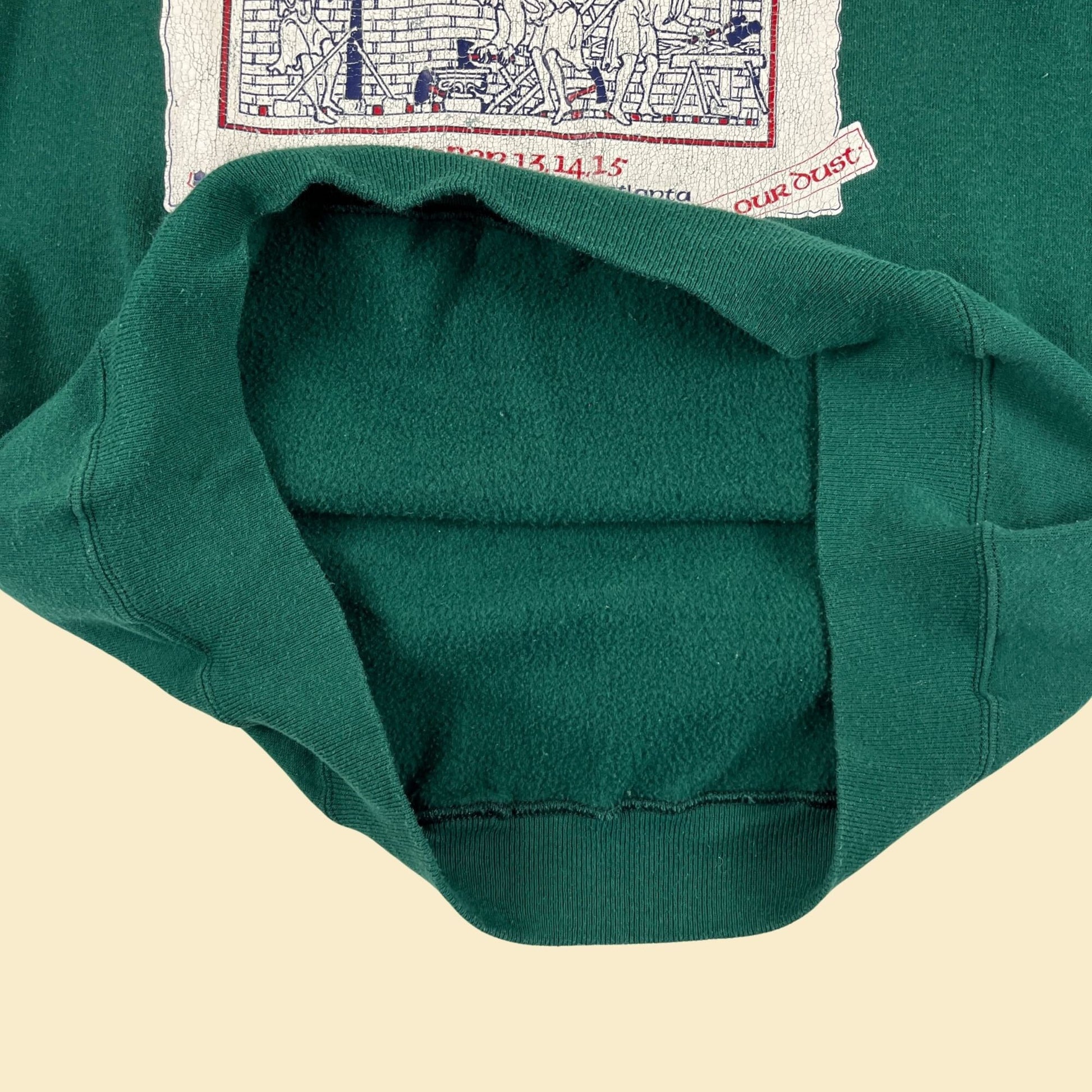 90s XL Ye Old English Festival Atlanta GA crewneck by Hanes Activewear, vintage 1990s green/white sweatshirt