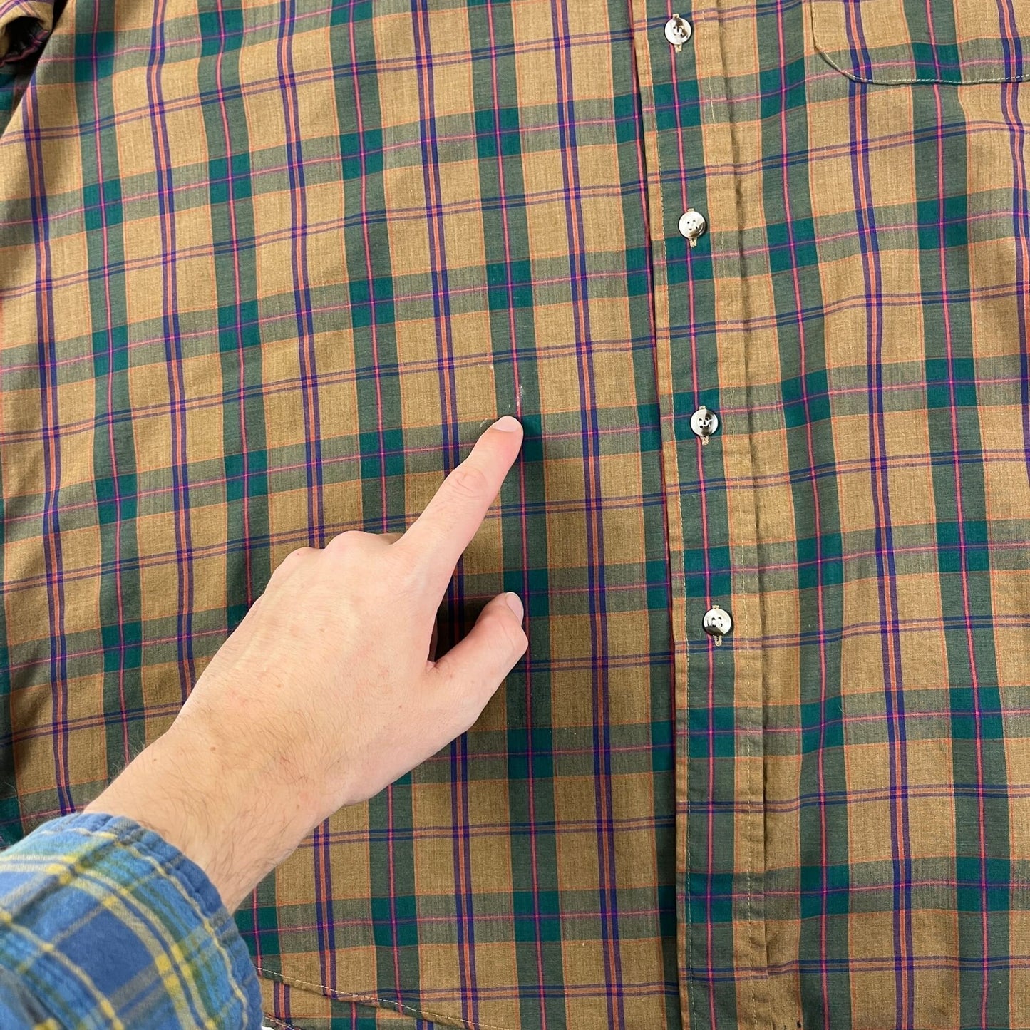 1980s XL plaid men's shirt by The Men's Store at Sears, vintage brown/green/purple lightweight button down top