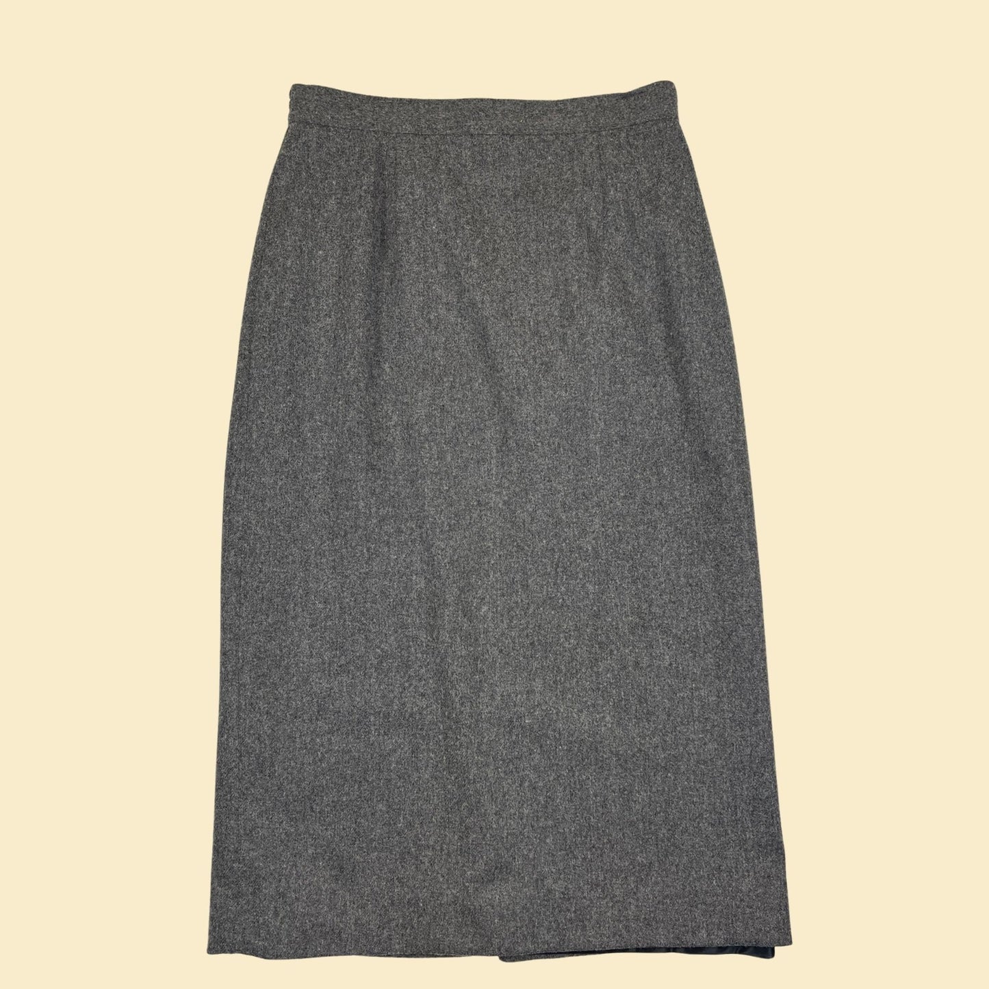 1980s grey wool skirt by Sag Harbor, vintage size 14 maxi skirt w/ partial elastic waist