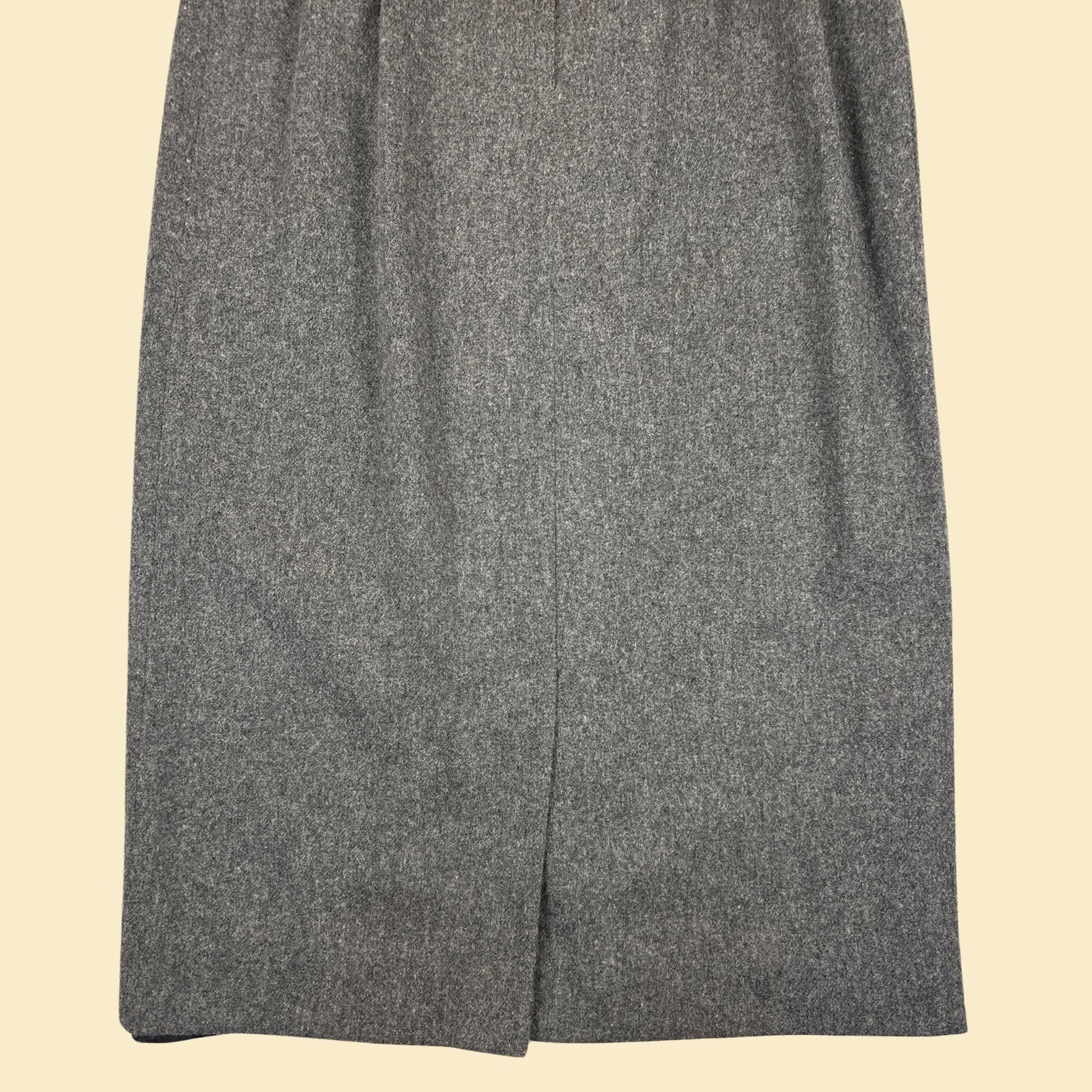 1980s grey wool skirt by Sag Harbor, vintage size 14 maxi skirt w/ partial elastic waist