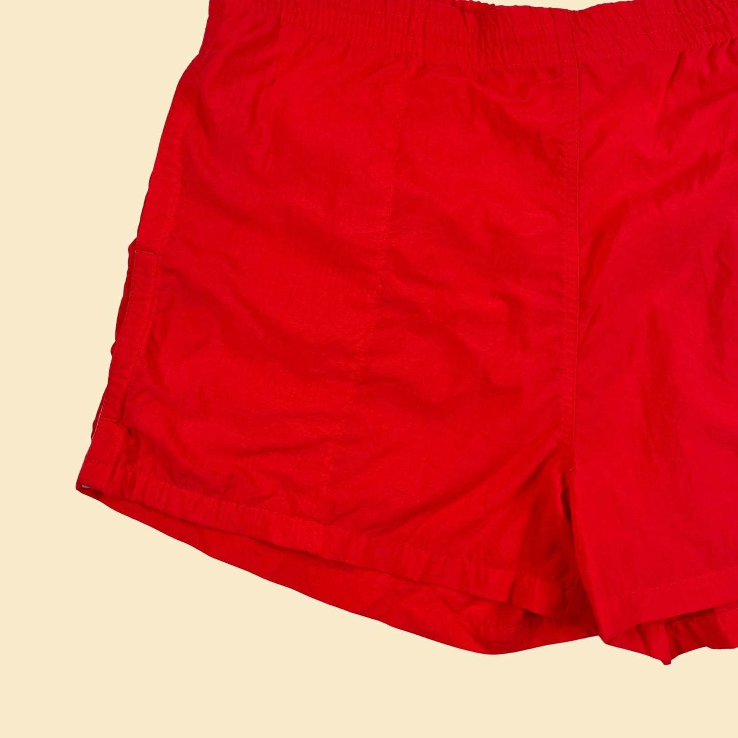 1990s L Prince pink/coral tennis shorts, vintage 90s men's nylon athletic shorts w/ drawstring