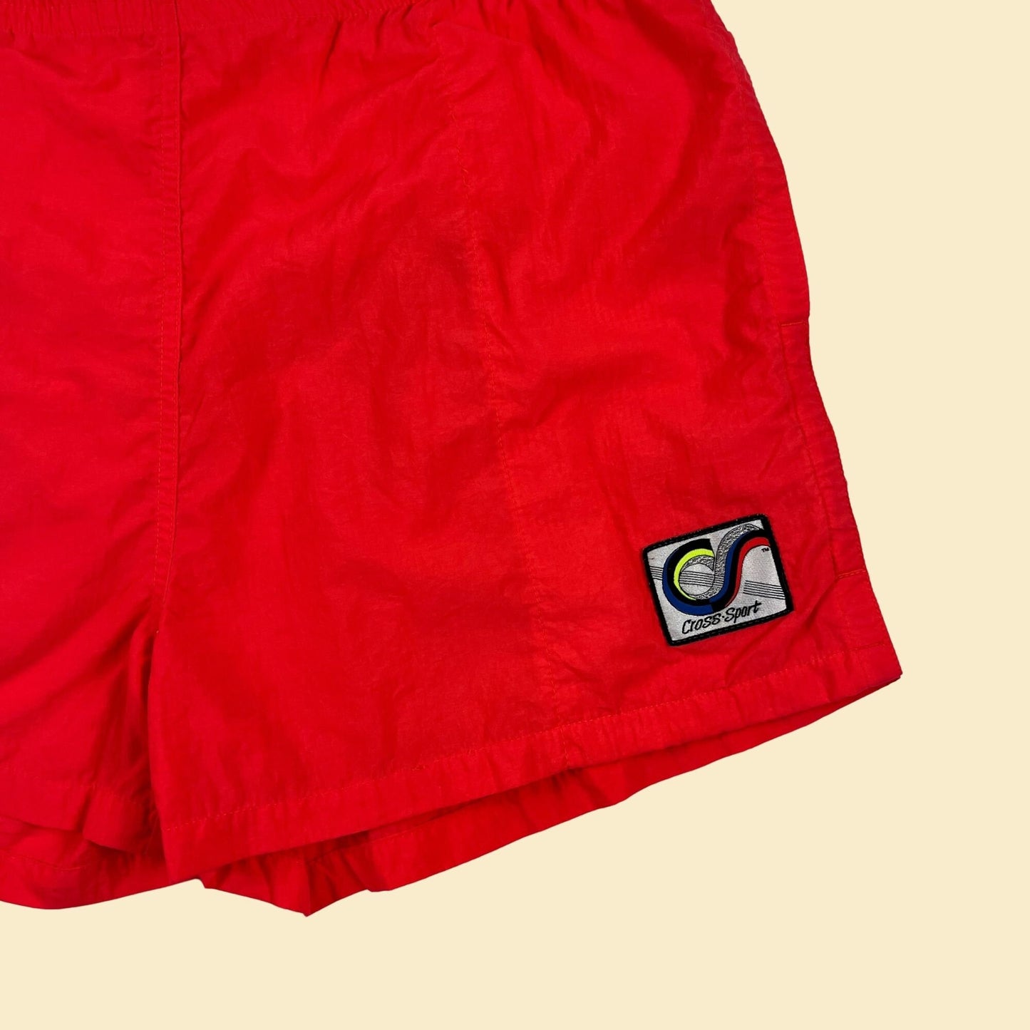 1990s L Prince pink/coral tennis shorts, vintage 90s men's nylon athletic shorts w/ drawstring