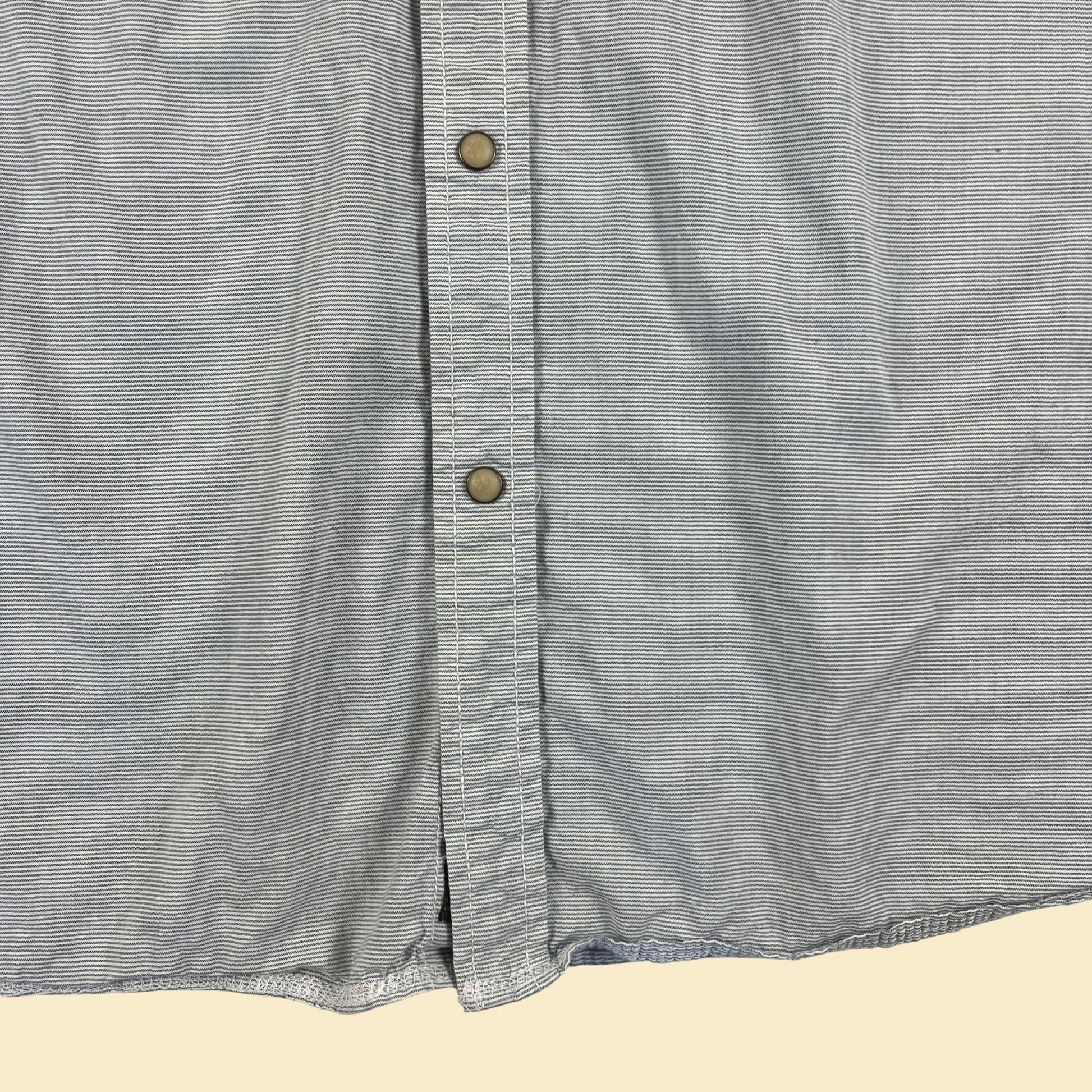 1990s 4XL Northwest Territory blue/white men's shirt, vintage 90s snap clasp short sleeve top