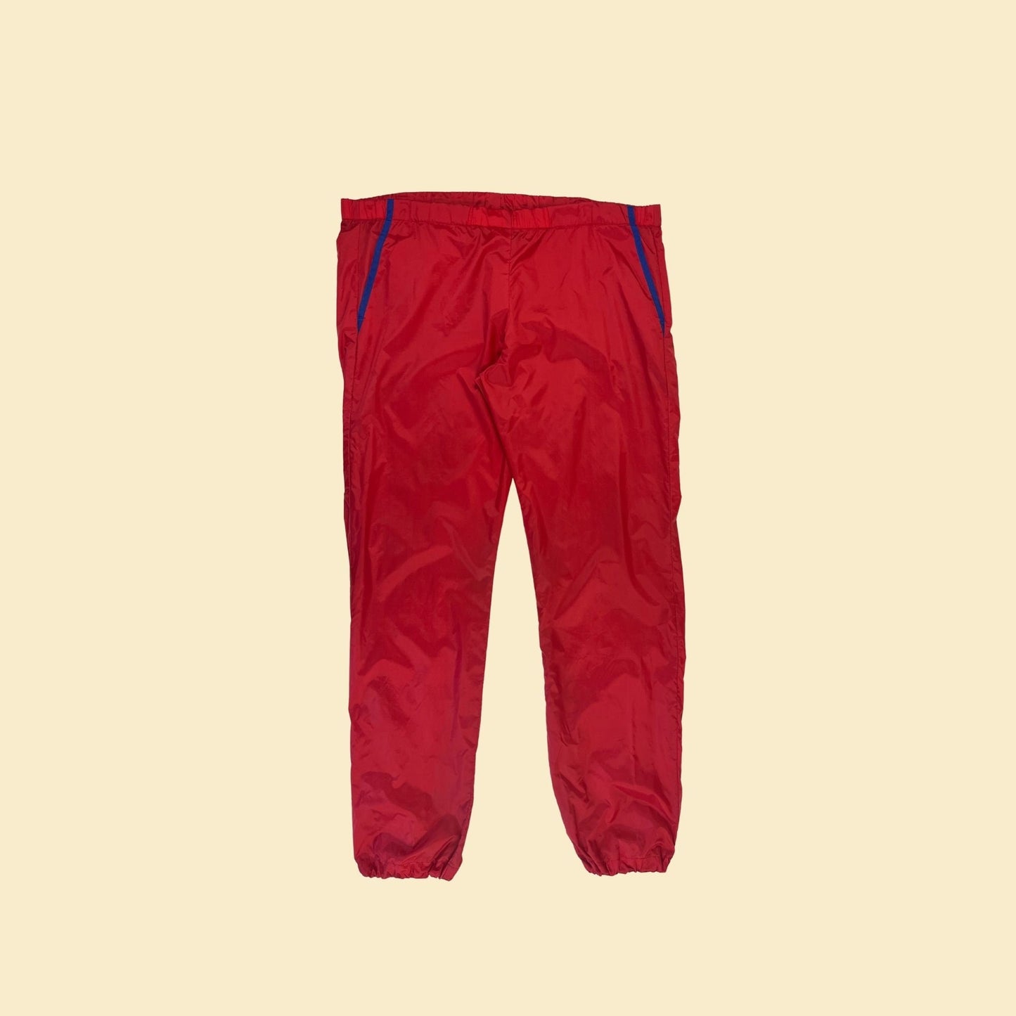 1980s L red nylon pants by High Sierra, vintage 80s/90s red & yellow athletic pants with drawstring