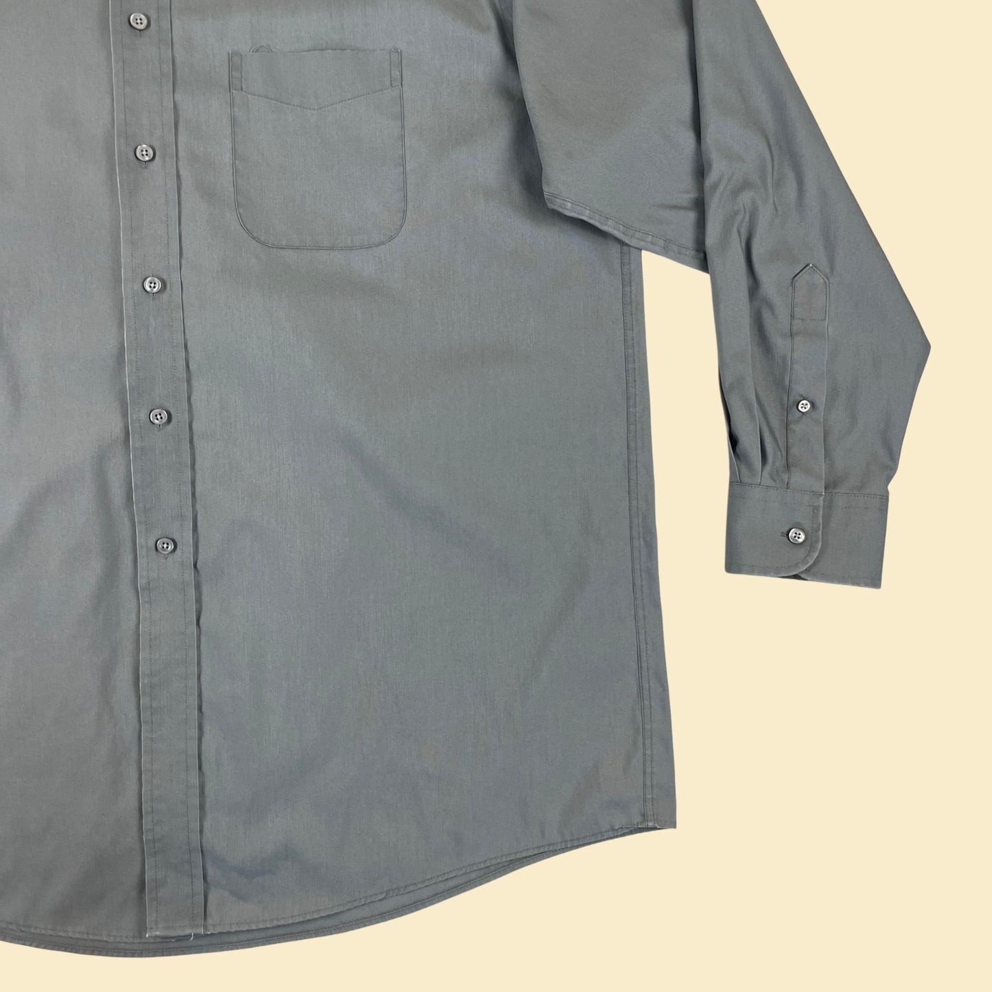 1990s grey 17/35 dress shirt, vintage 90s long sleeve button down w/ a pocket by Roundtree & Yorke