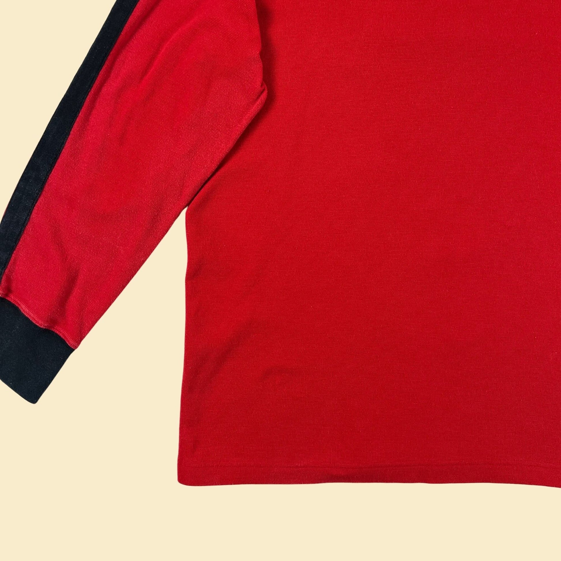 1990s XL Polo by Ralph Lauren t-shirt, vintage 90s men's long sleeve red & black crew shirt