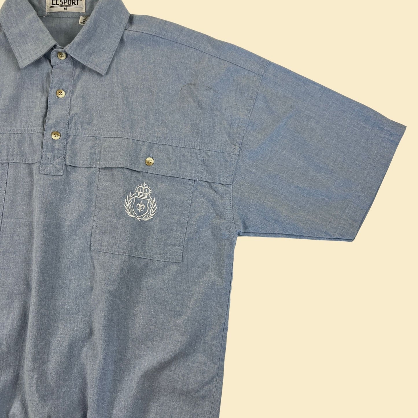 70s/80s M vintage polo shirt by II Sport, lightweight blue short sleeve top