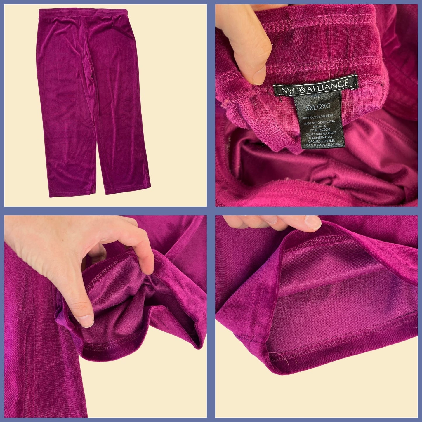 Y2K velour tracksuit by NYC Alliance, size 2X vintage 2000s women's pant/hoodie set