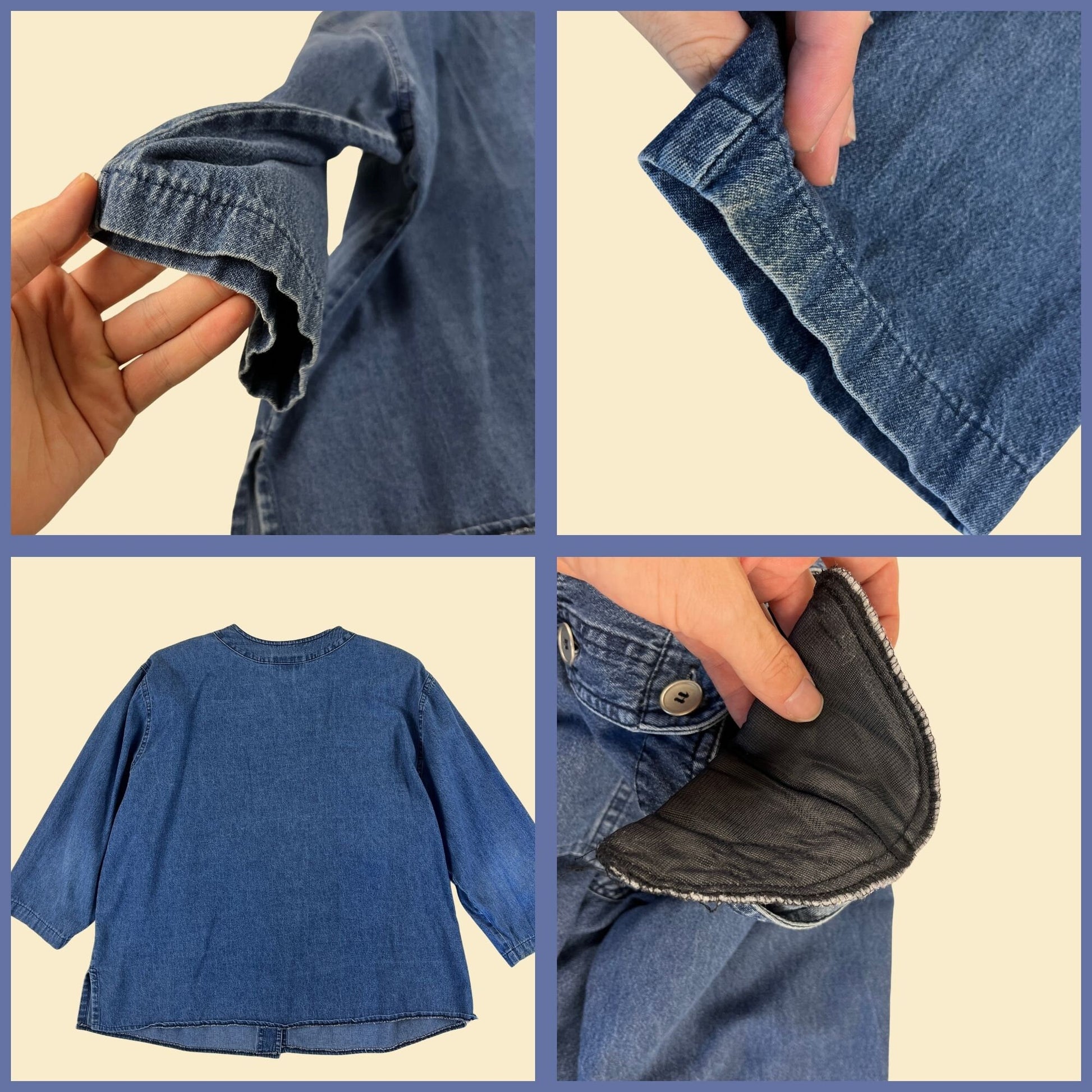 1980s denim pant/blouse 2X set by Marsha Sport Los Angeles, vintage women's jeans & shirt