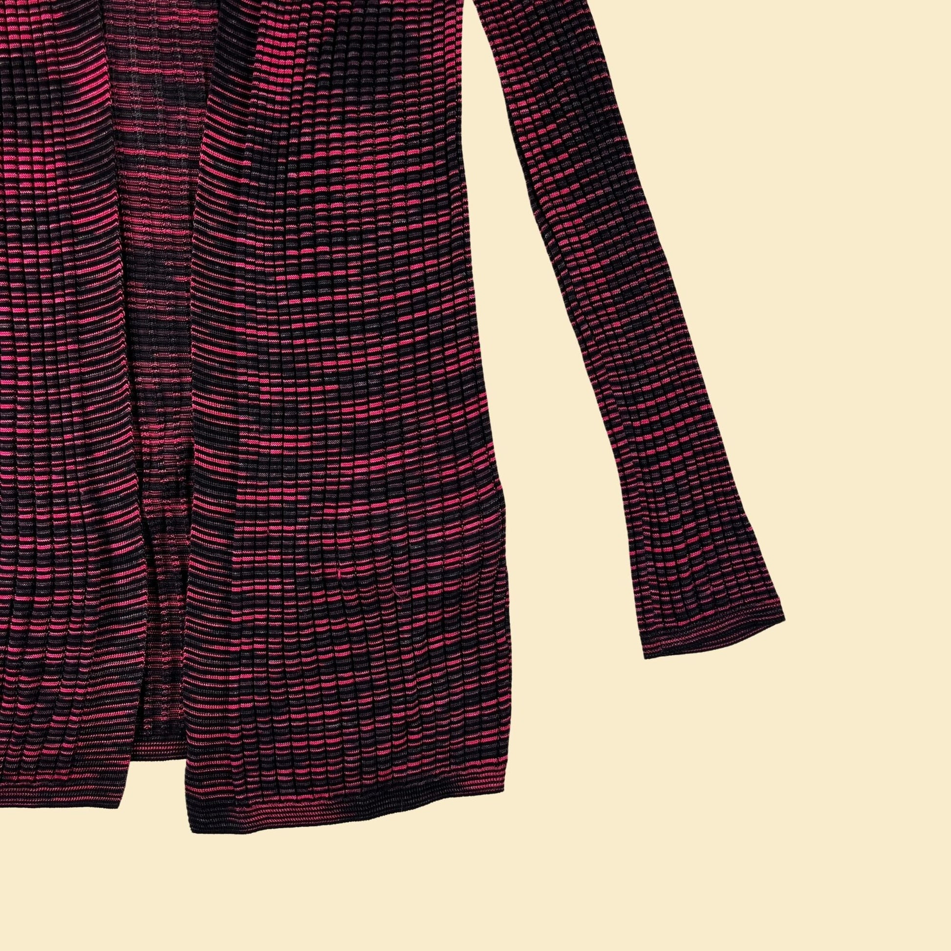 90s/Y2K M Missoni cardigan, size 4 pink/black vintage women's sweater