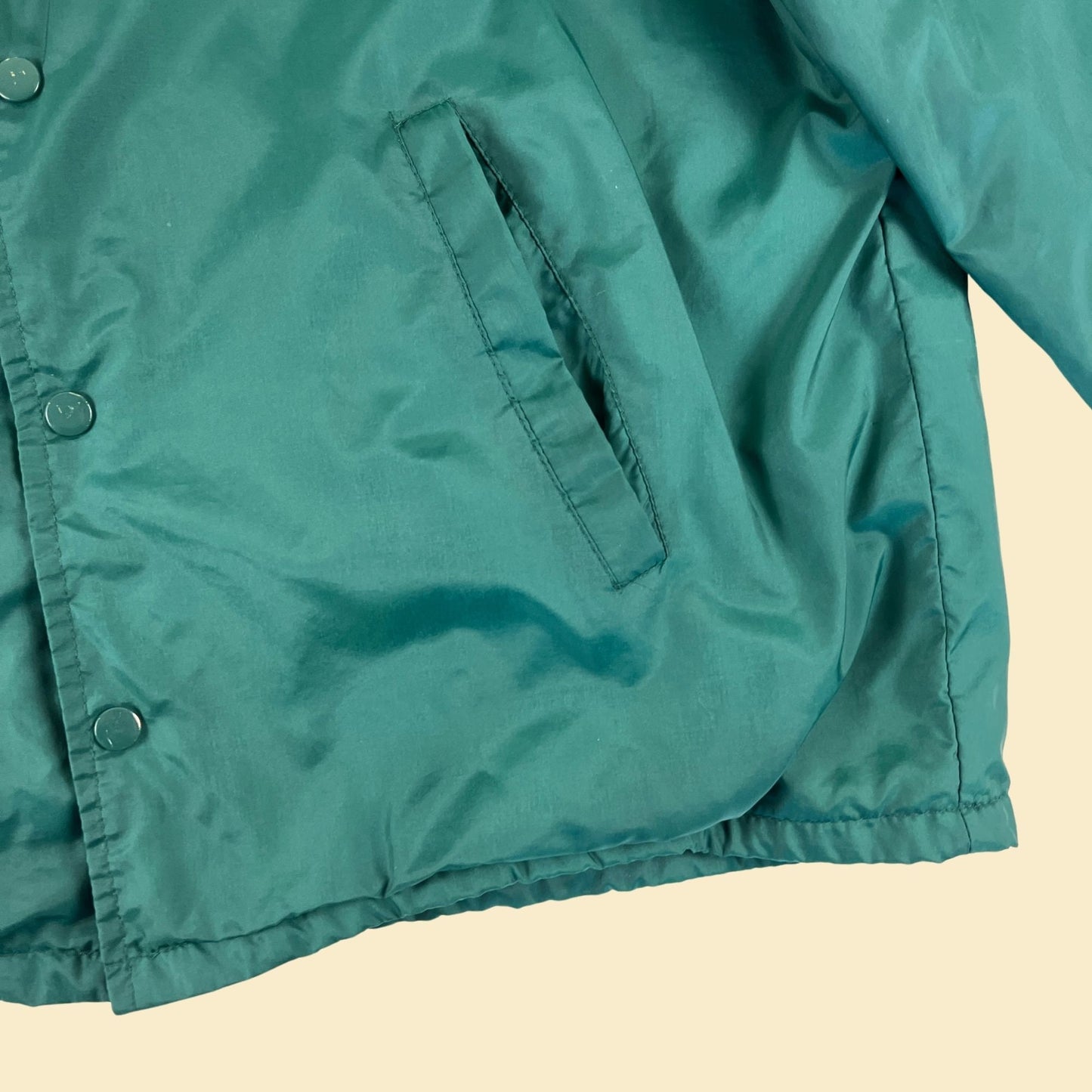 1970s L green windbreaker by Sears, vintage snap clasp lightweight jacket