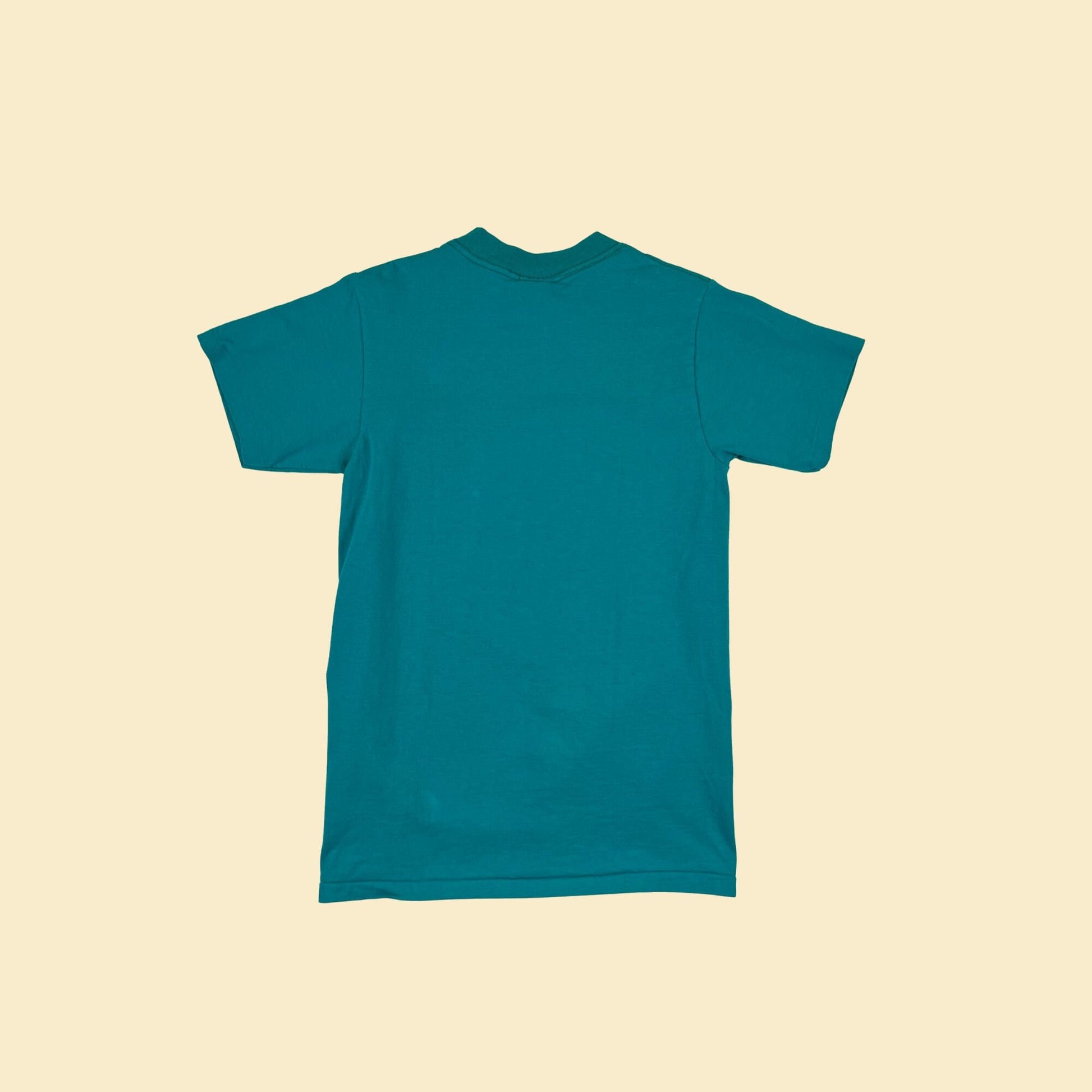 1990s S Yosemite t-shirt by Delta, vintage single stitch teal 'See Yosemite on Horseback' tee