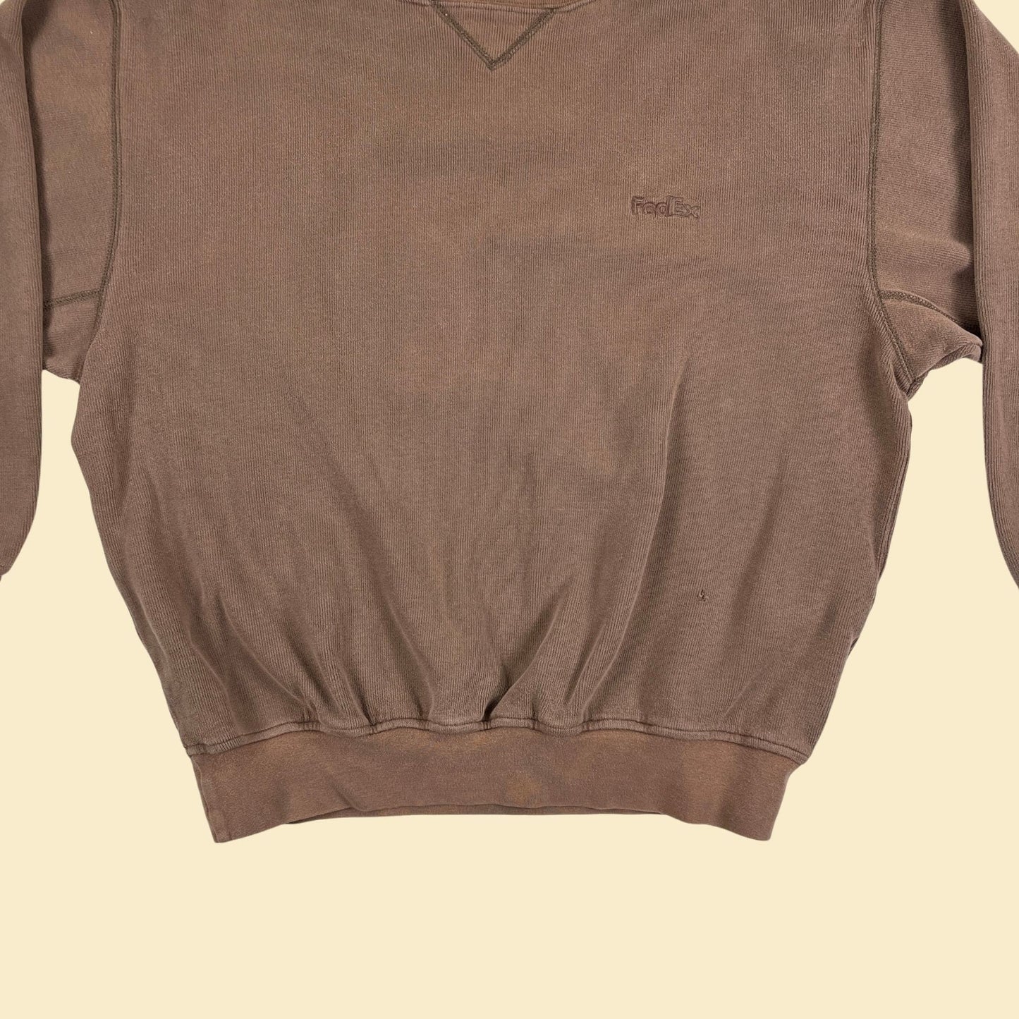 1990s M FedEx mock neck brown sweatshirt, vintage men's cotton pullover top by Cutter & Buck