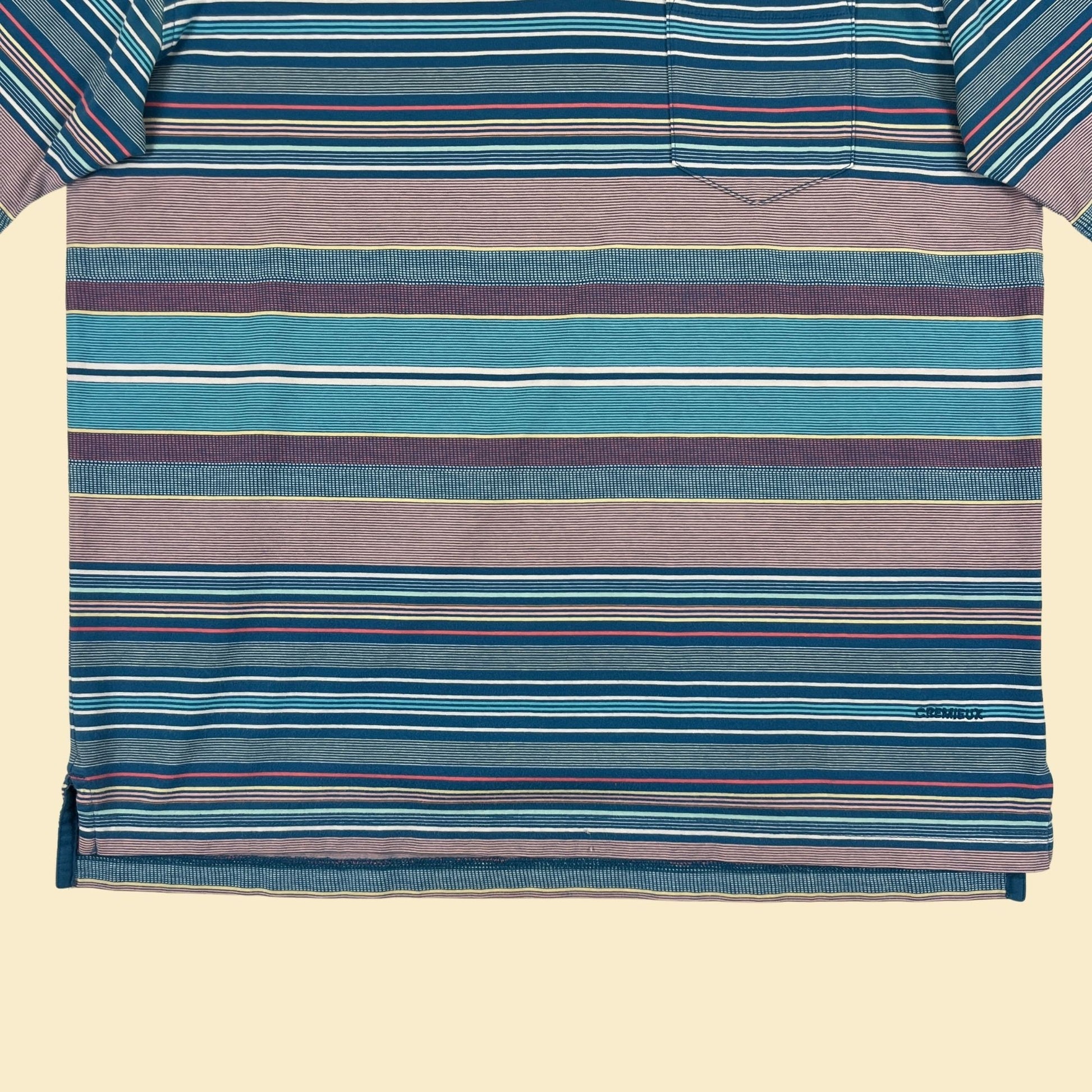 90s/Y2K striped M polo shirt by Daniel Cremieux, vintage striped blue/pink short sleeve men's top