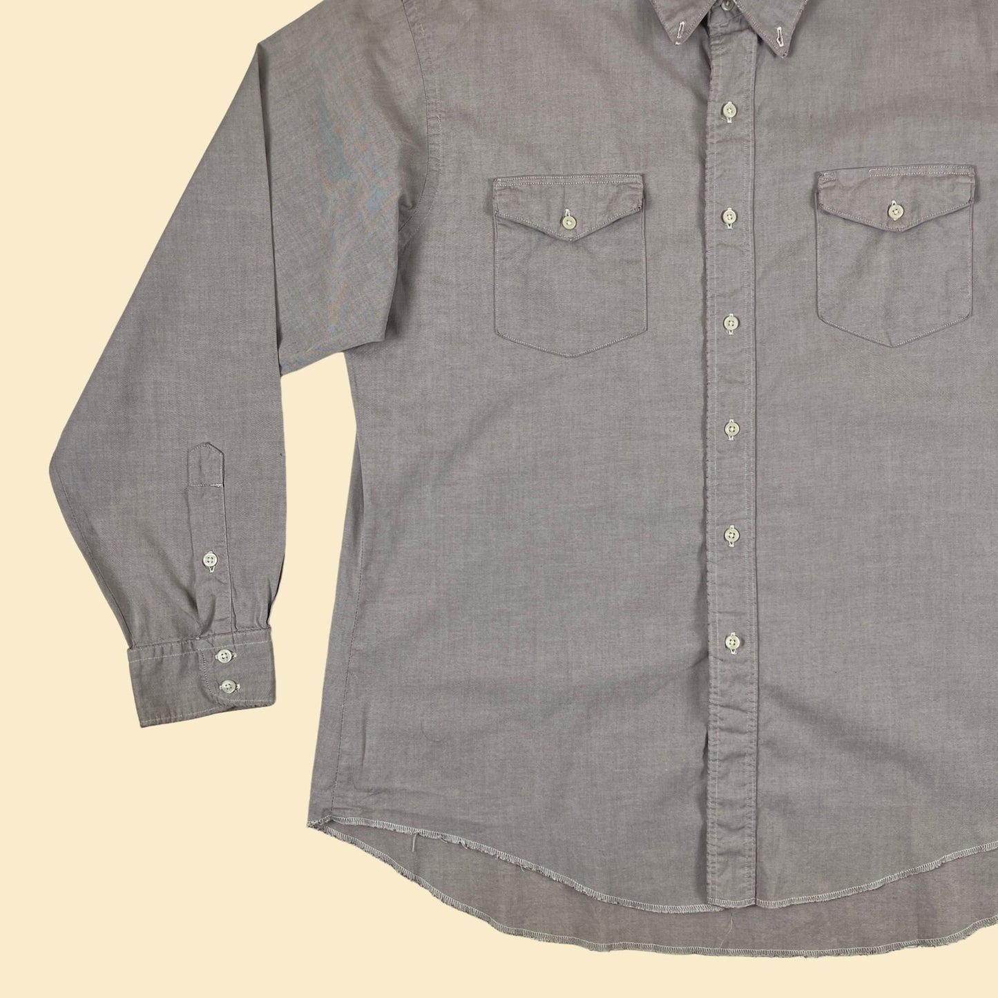 1980s Wrangler cowboy shirt, size 17.5/36 men's purple & grey long sleeve button down top