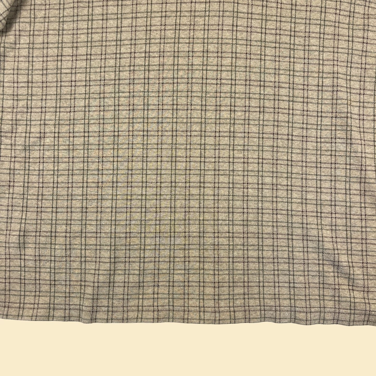 90s Lands' End XXL polo shirt, vintage beige & green grid/geometric men's long sleeve cotton shirt