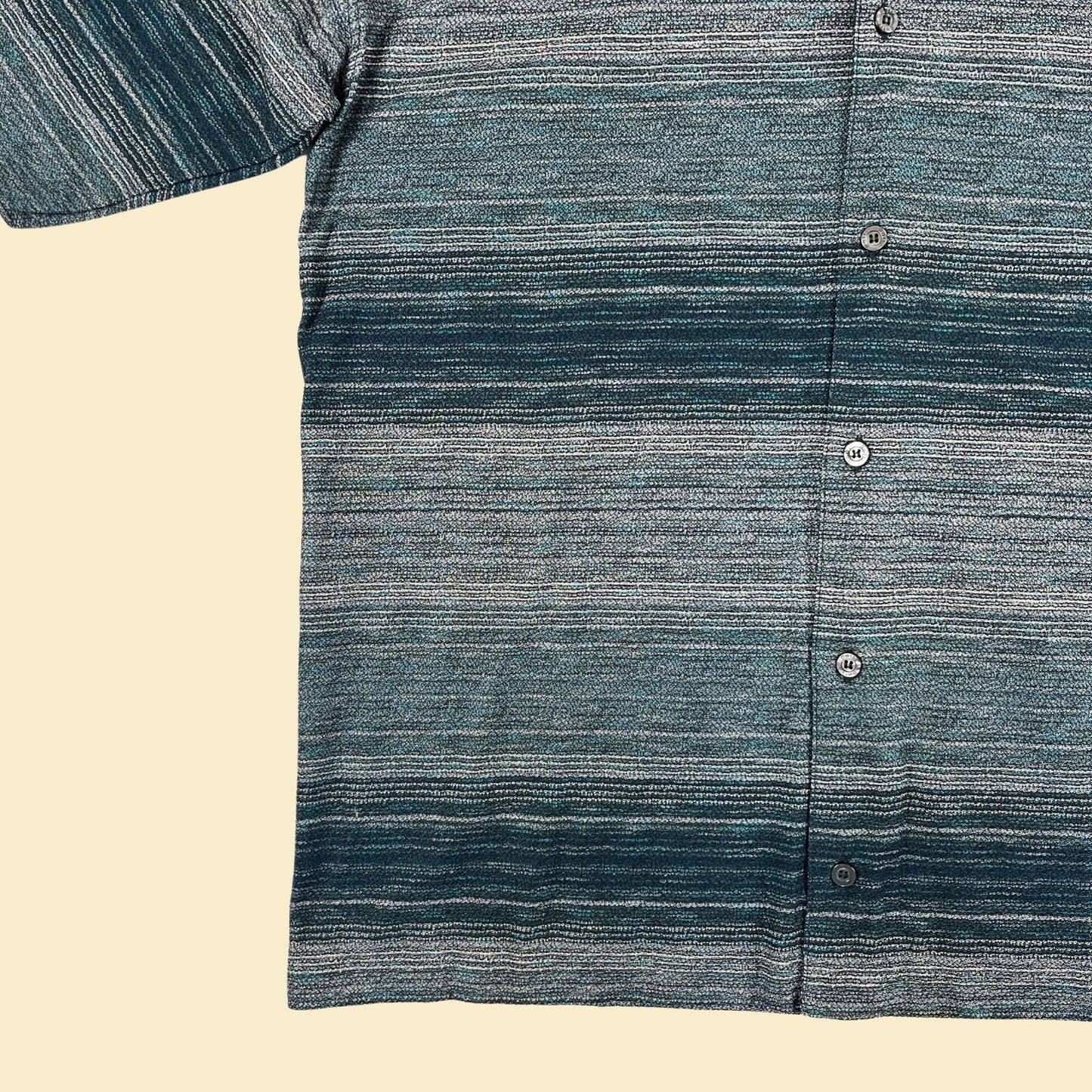 90s/Y2K Raffi Linea Uomo men's XL shirt, vintage new old stock abstract striped teal & black Italian button down top