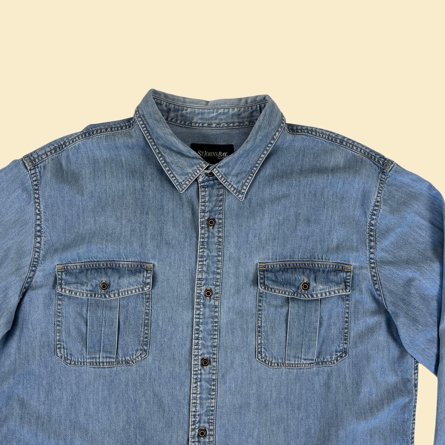 2000s denim XL shirt, vintage Y2K men's button jean shirt by St. John's Bay