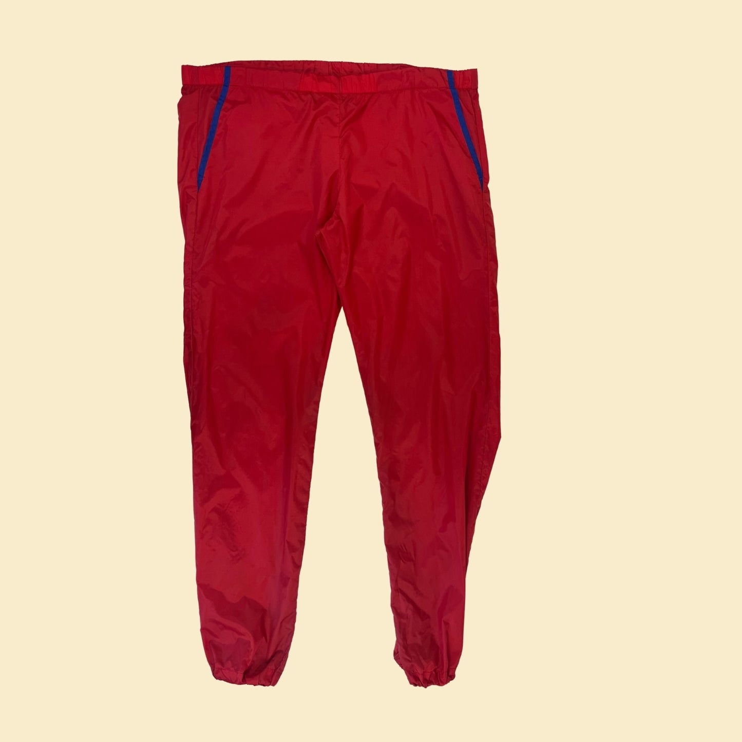 1980s L red nylon pants by High Sierra, vintage 80s/90s red & yellow athletic pants with drawstring