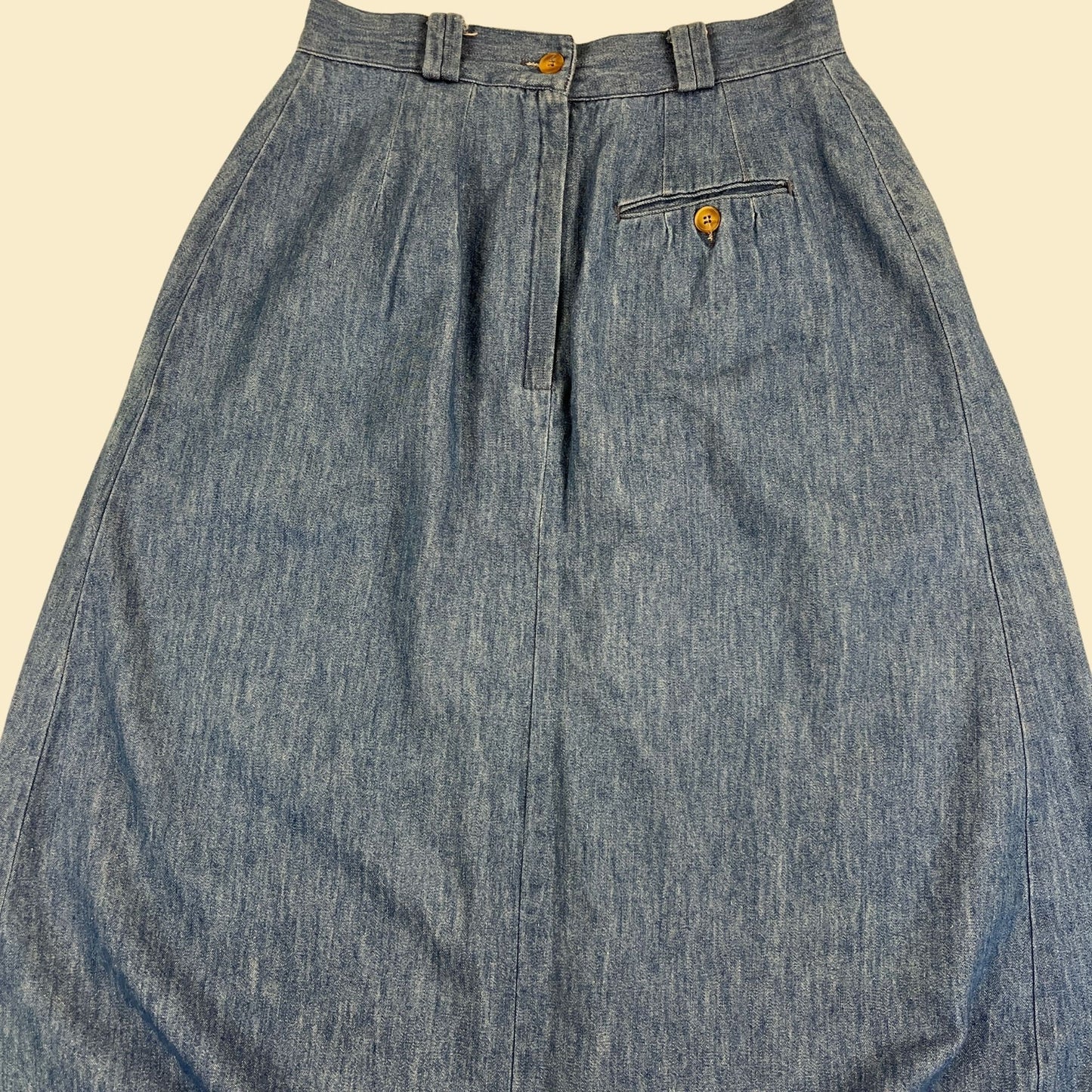 1980s denim skirt by Talbot's, size 8 vintage 80s medium wash denim maxi skirt