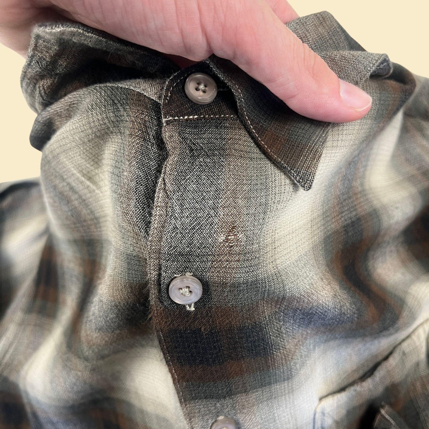 90s/Y2K plaid green & brown shirt, vintage men's XL rayon long sleeve button down by Perry Ellis