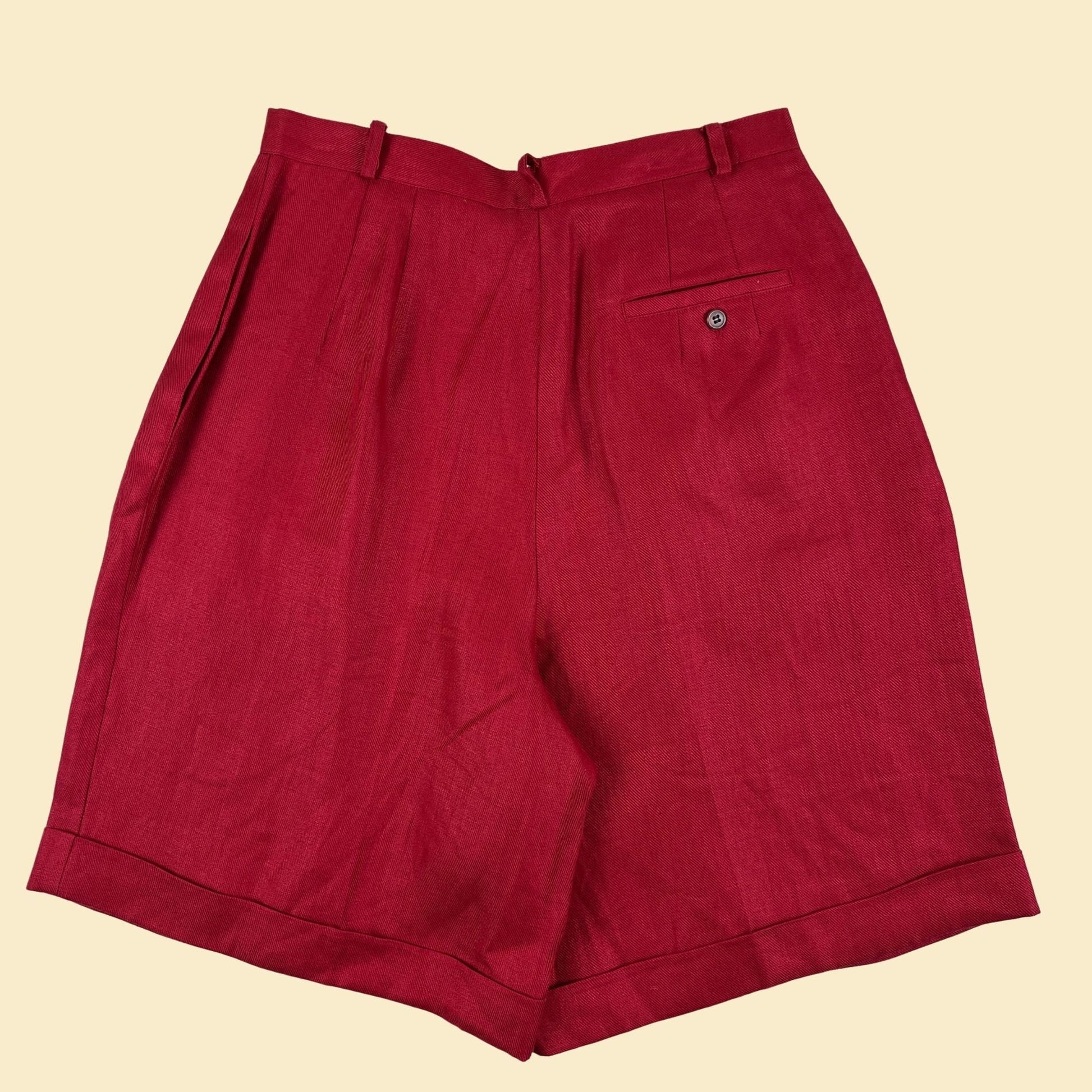 80s/90s high-waisted red shorts, size 10 linen vintage 1980s Talbot's women's shorts