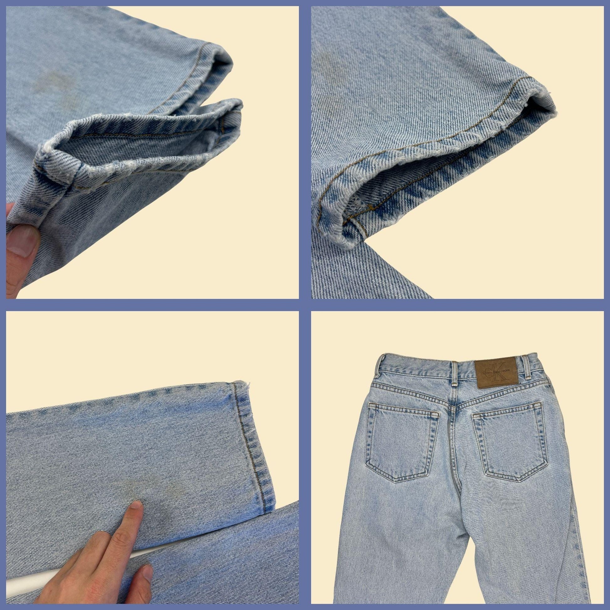 1990s Calvin Klein size 8 jeans, vintage light-wash "super slim" women's denim pants