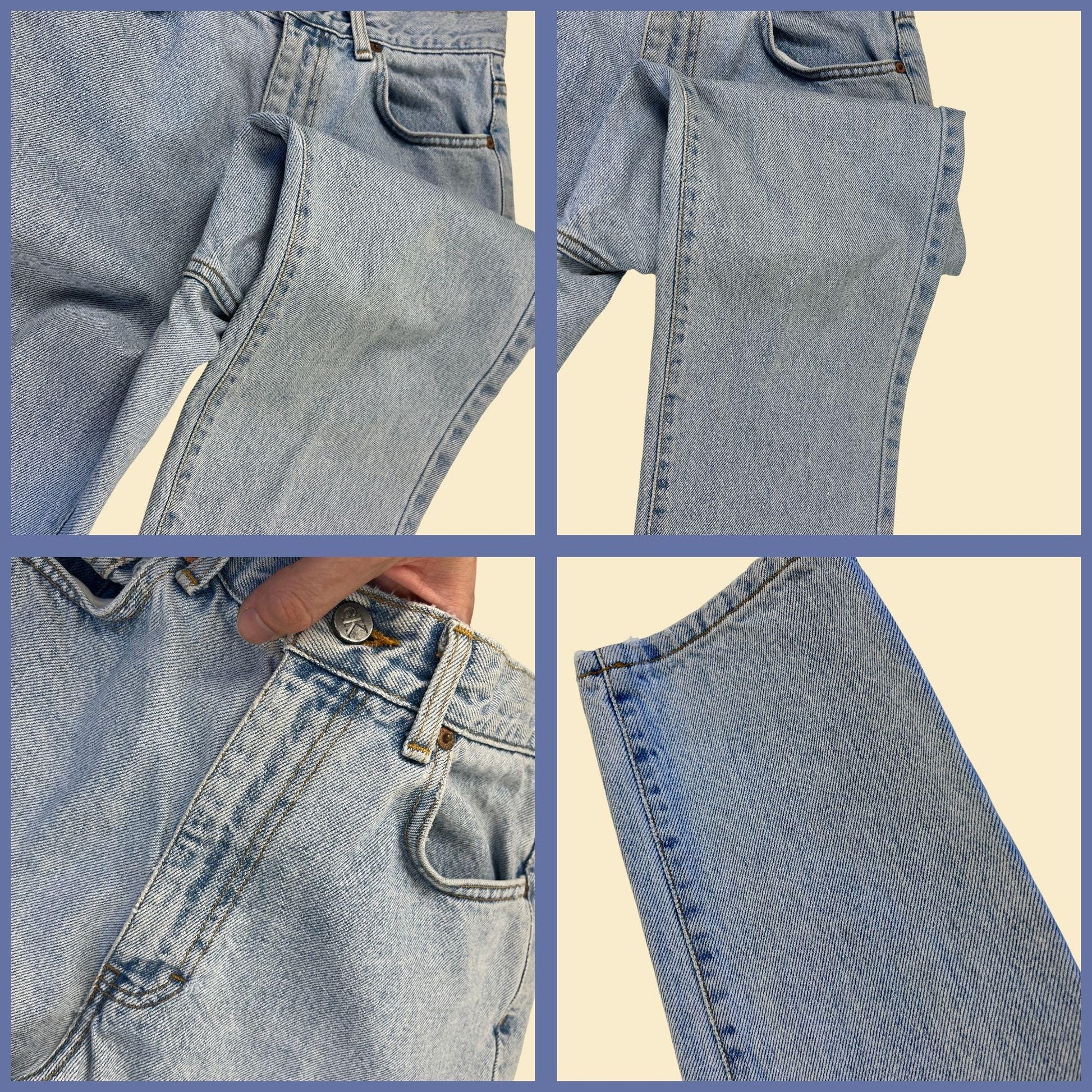 1990s Calvin Klein size 8 jeans, vintage light-wash "super slim" women's denim pants