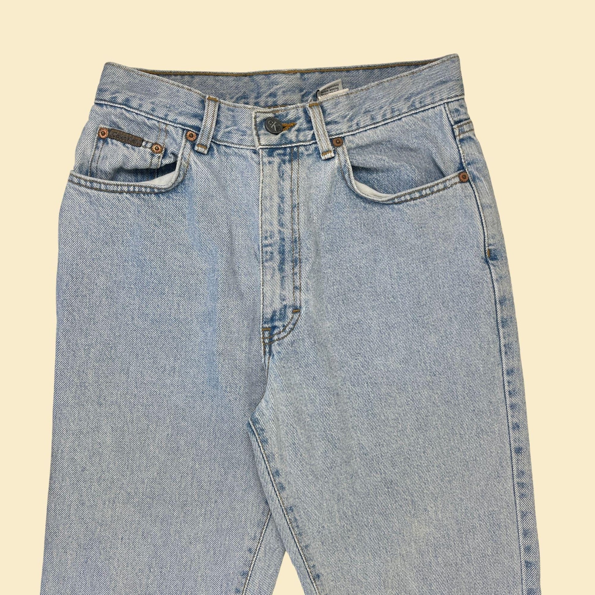 1990s Calvin Klein size 8 jeans, vintage light-wash "super slim" women's denim pants