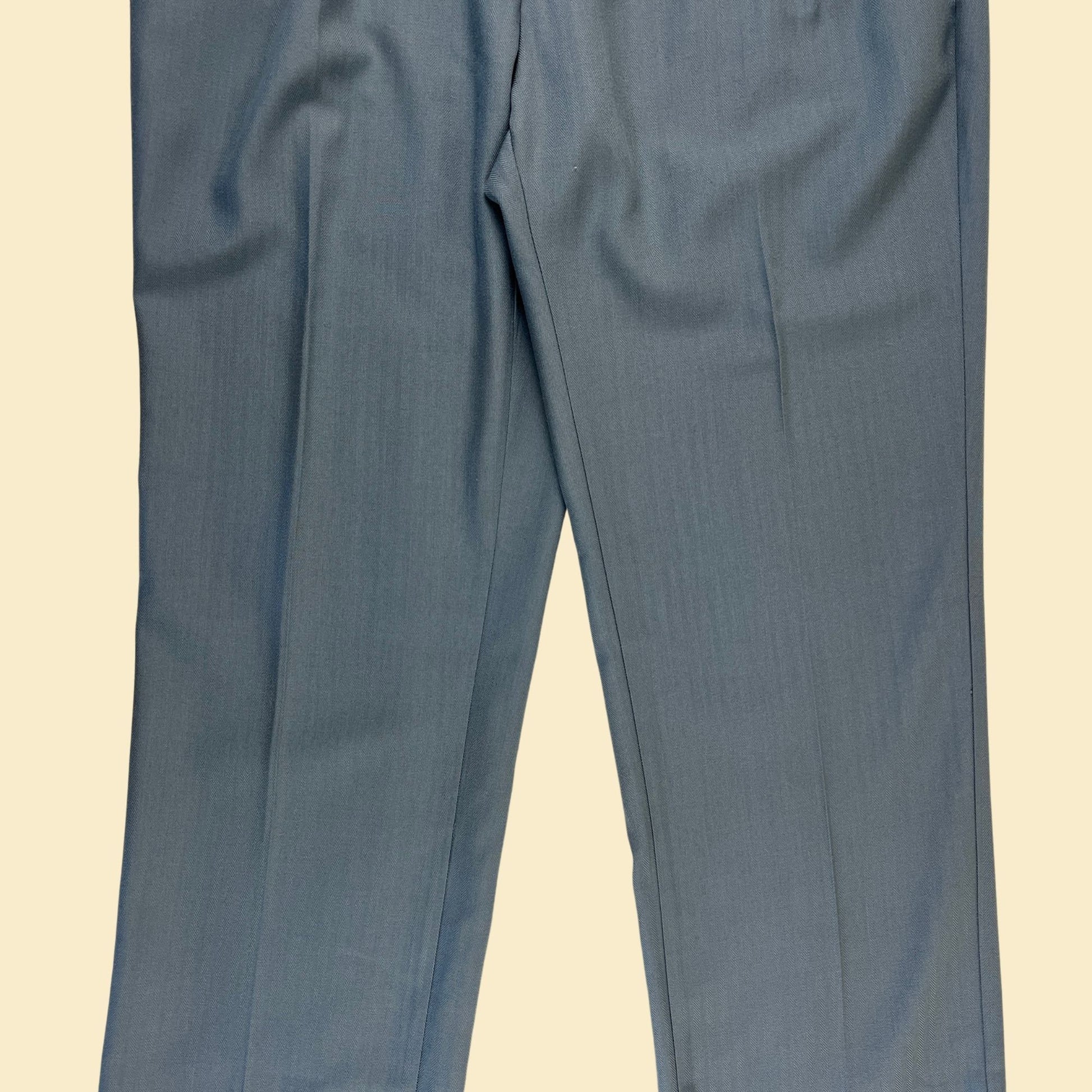 1970s light blue men's 36L pants by New Roads by Angel Flight, vintage baby blue 70s men's pleated pants