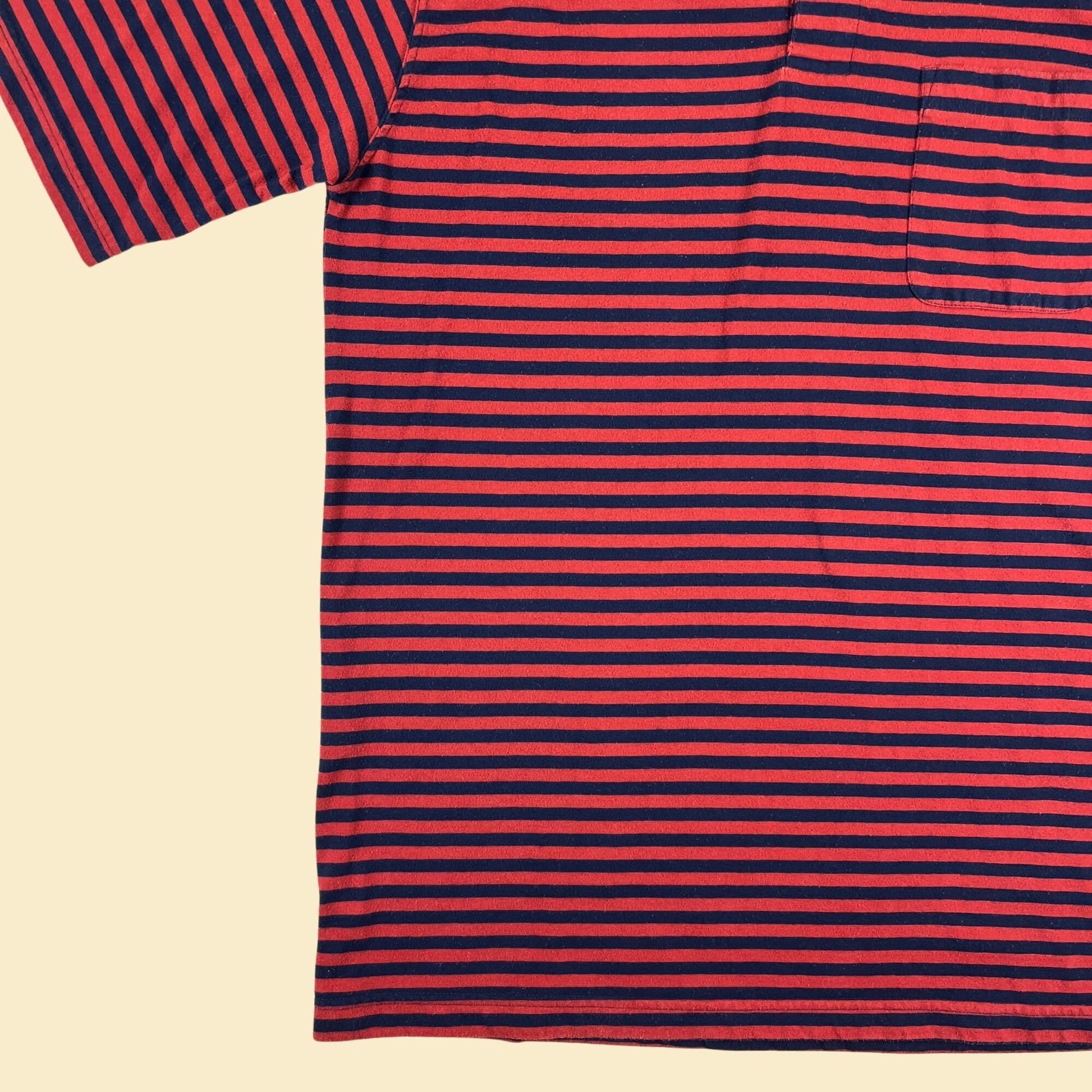 1990s L striped polo shirt by Puritan, vintage 90s men's burgundy & blue short sleeve golf top