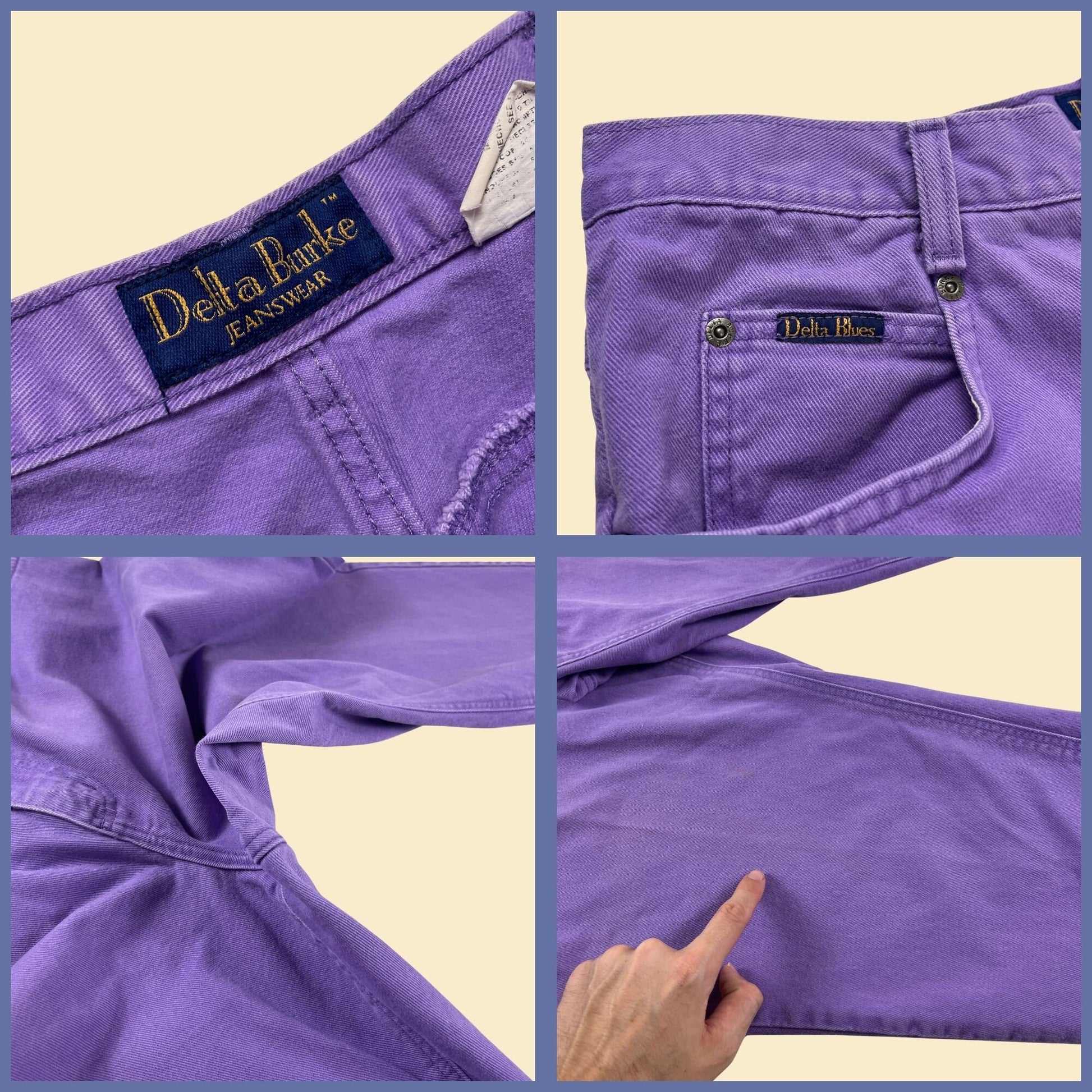 90s purple high rise jeans, vintage size 22W 1990s purple denim women's straight leg pants by Delta Burke Jeanswear