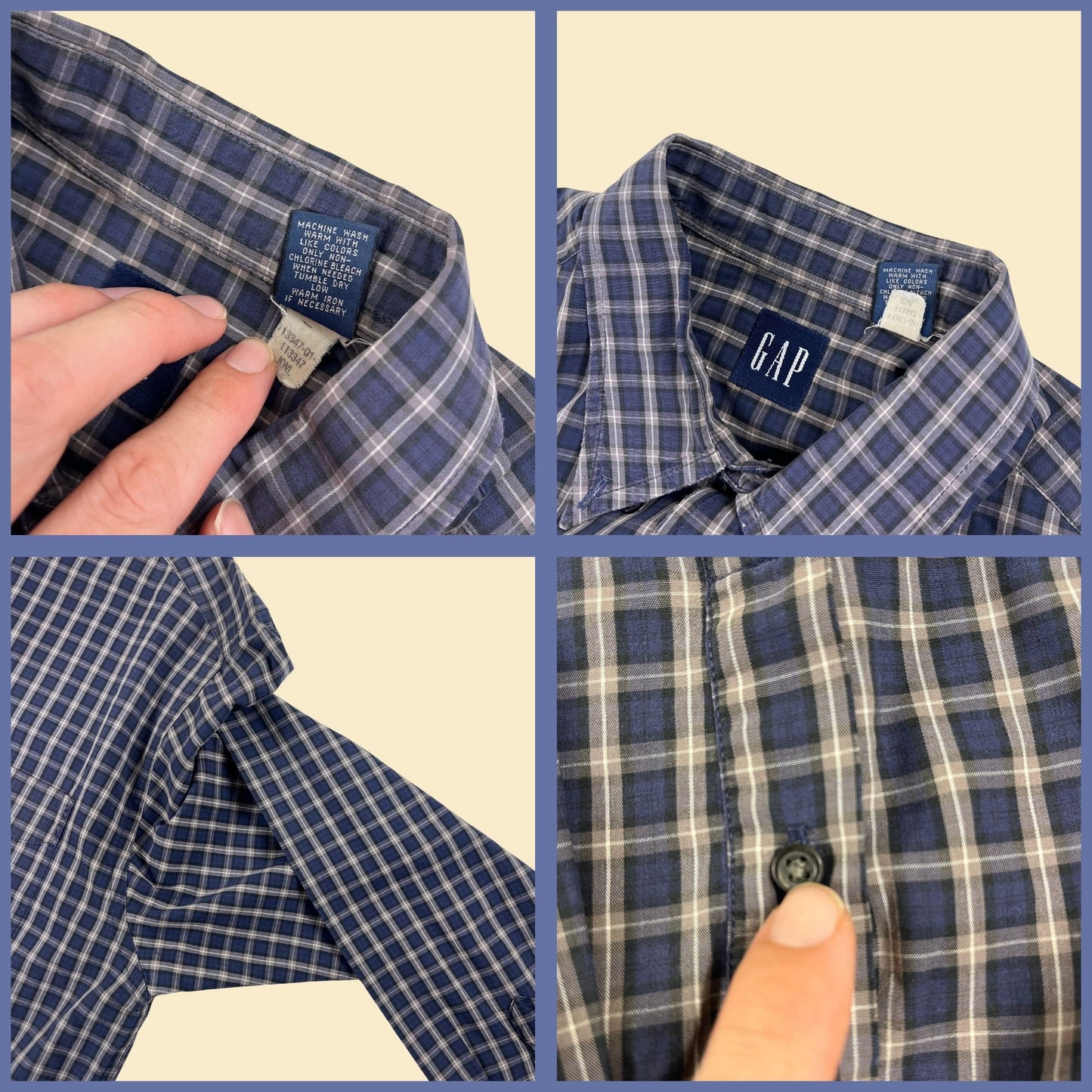 90s/Y2K GAP men's L shirt, vintage 1990s blue/white button down shirt