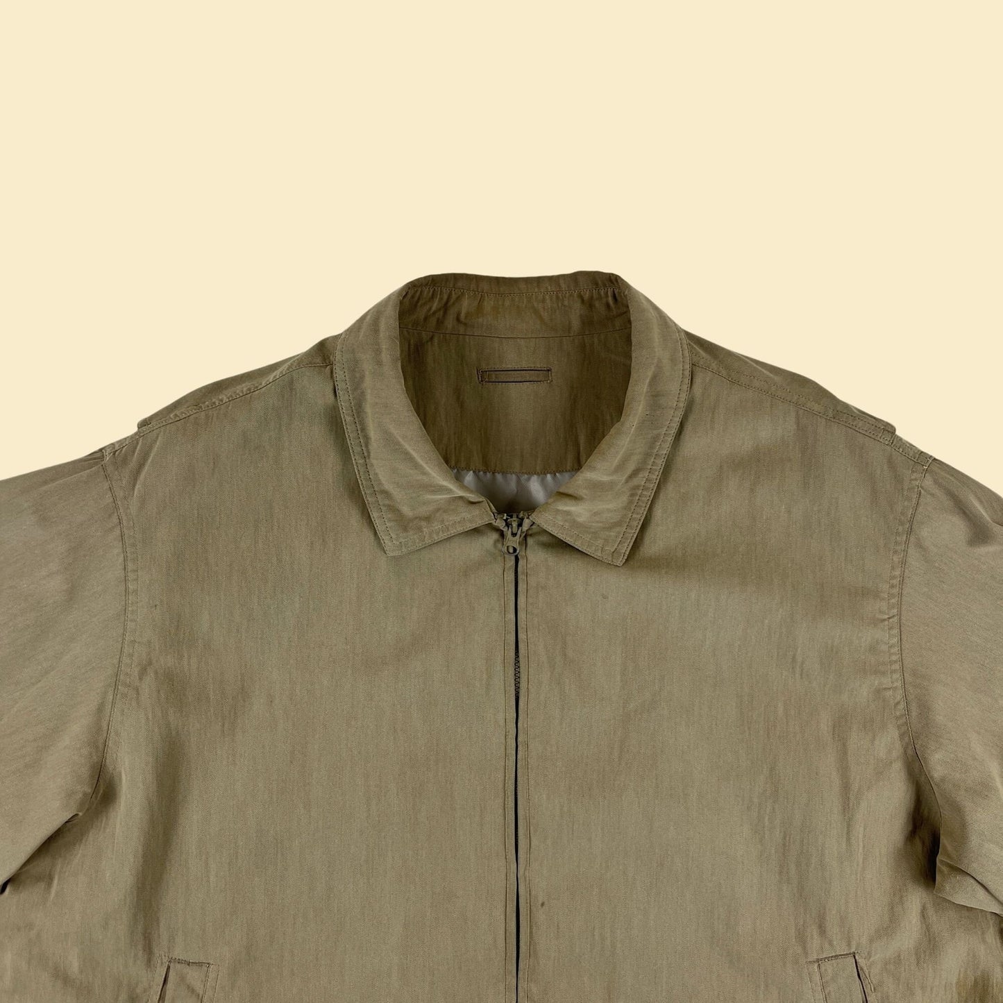 90s/Y2K bomber windbreaker jacket, vintage XL Knightsbridge men's beige zip up jacket