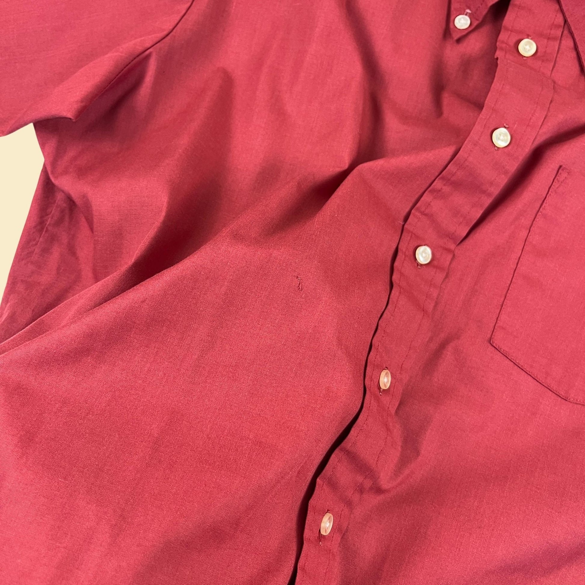 70s XL Towncraft JCPenney shirt, vintage burgundy men's short sleeve button down top