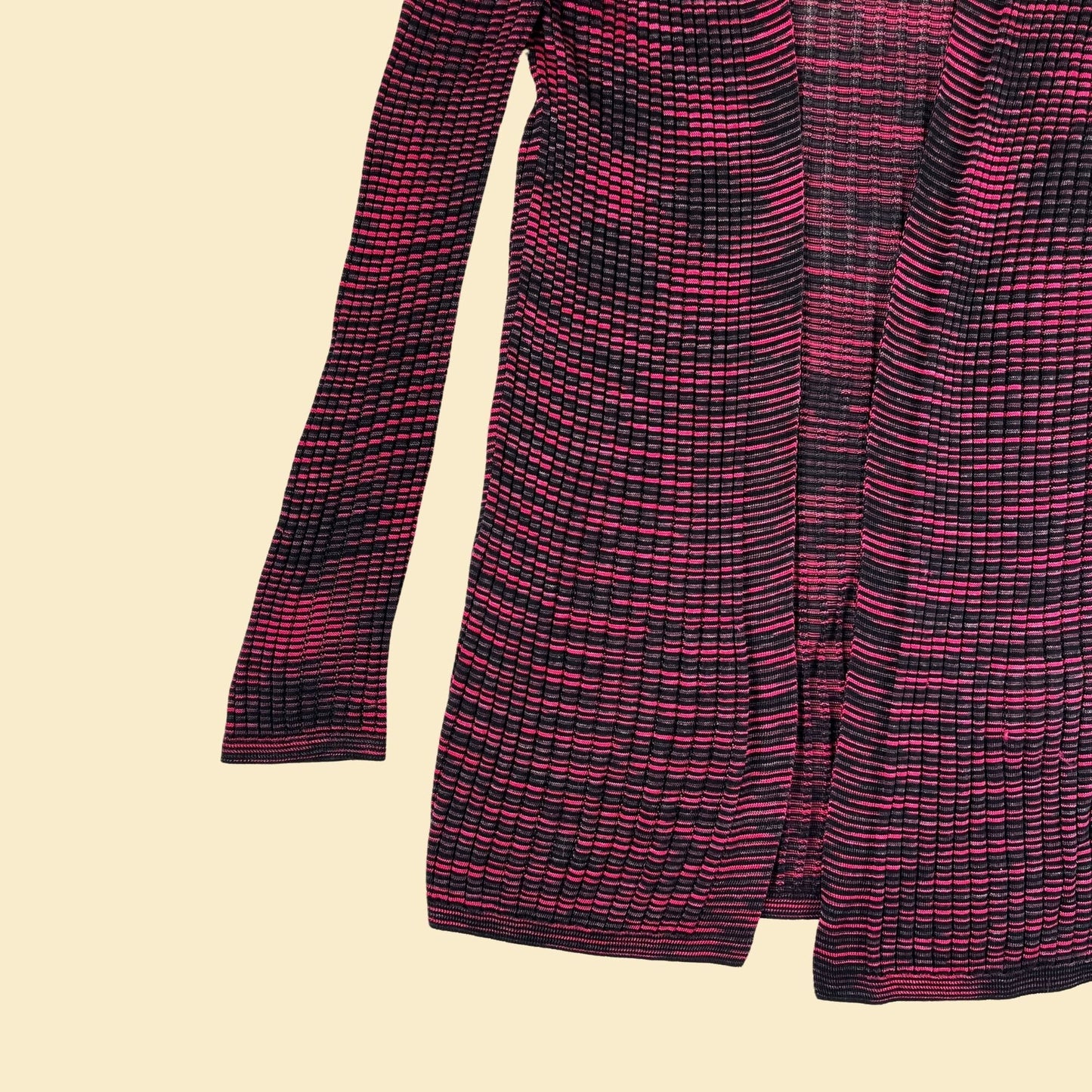 90s/Y2K M Missoni cardigan, size 4 pink/black vintage women's sweater