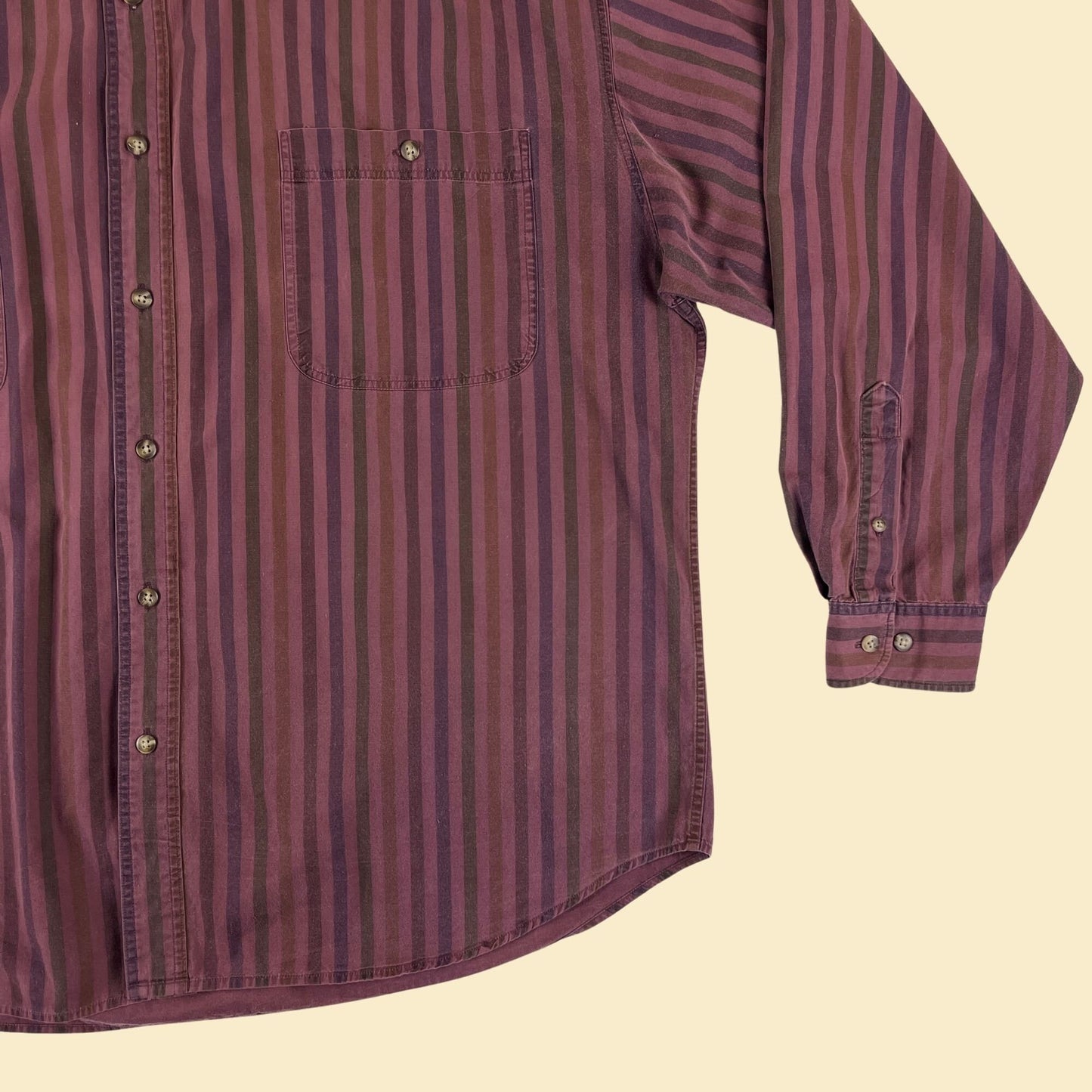 90s Structure men's XL shirt, vintage striped purple/brown men's button down toip