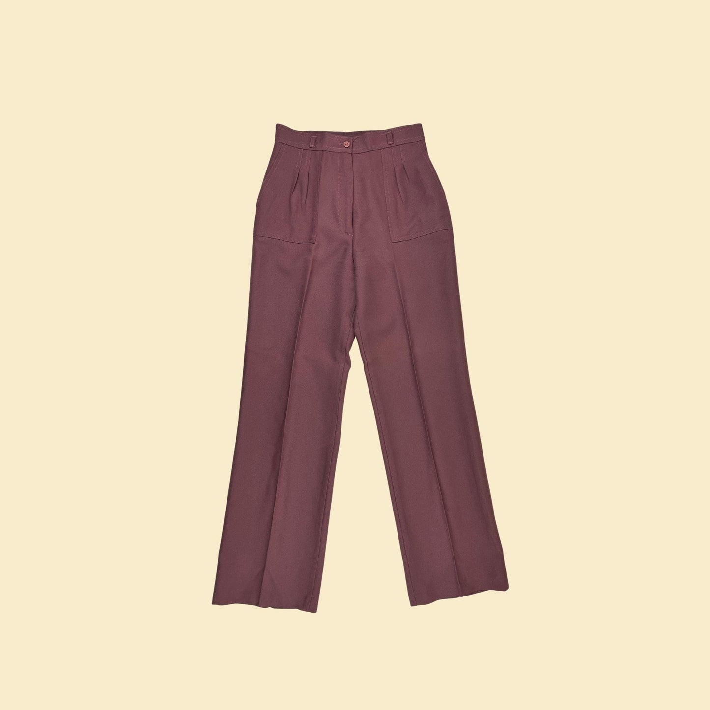 1970s purple high waisted pants by Lerner Shops, vintage size 11/12 high rise straight leg lightweight pants