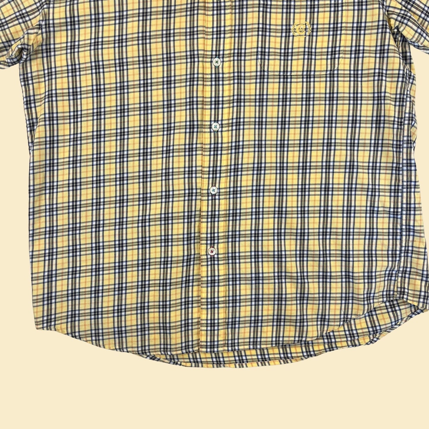 90s/Y2K yellow L shirt by Alexander Julian Colours, vintage plaid men's casual button down top