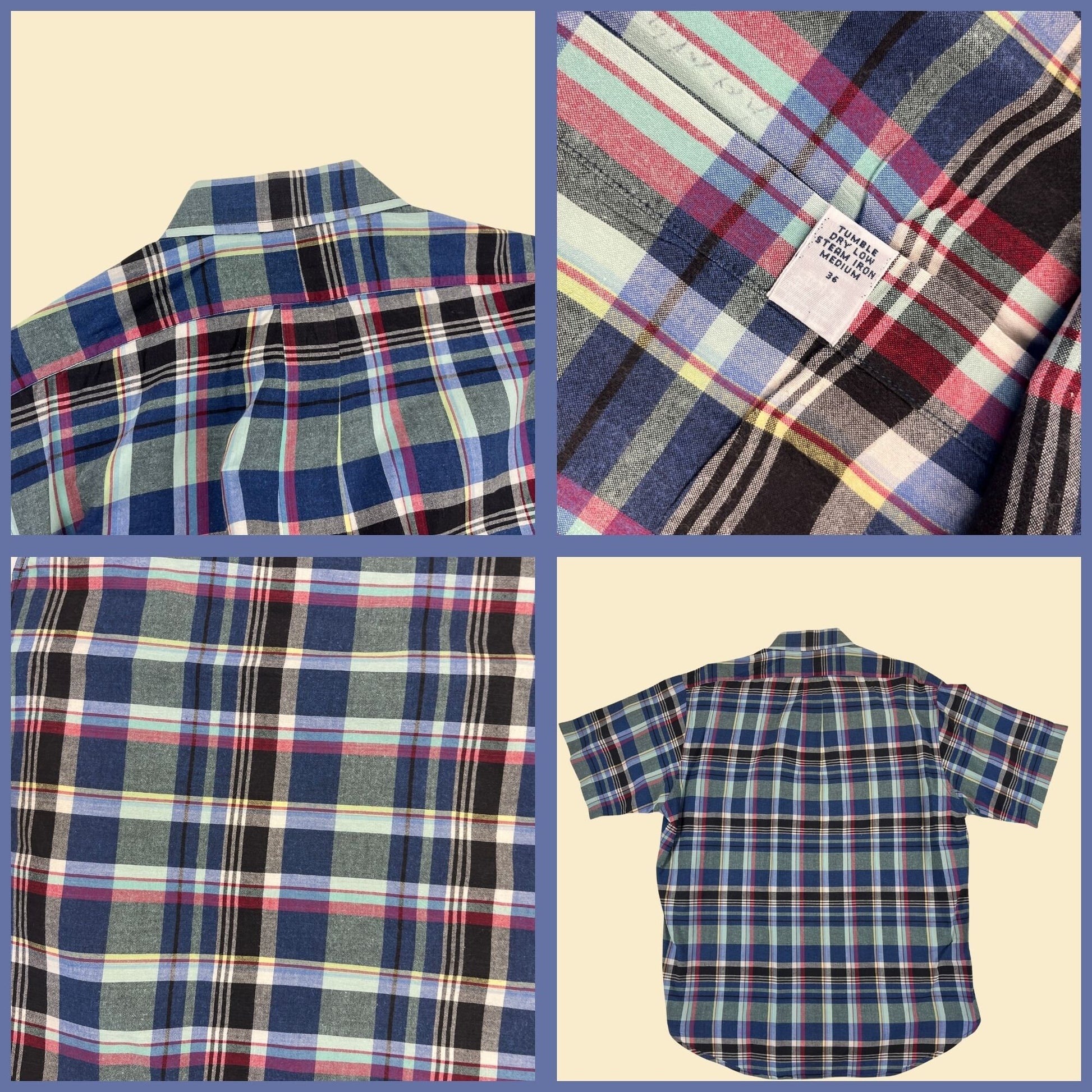 90s/Y2K Ralph Lauren L plaid shirt, vintage blue & black button down top