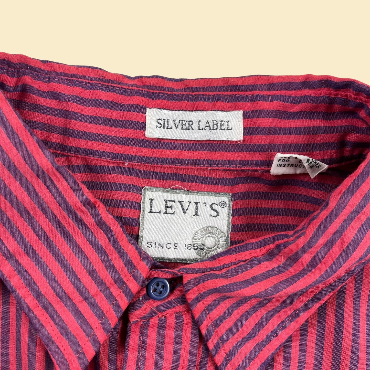 70s/80s Levi's XL shirt, vintage striped pink & purple short sleeve button down top