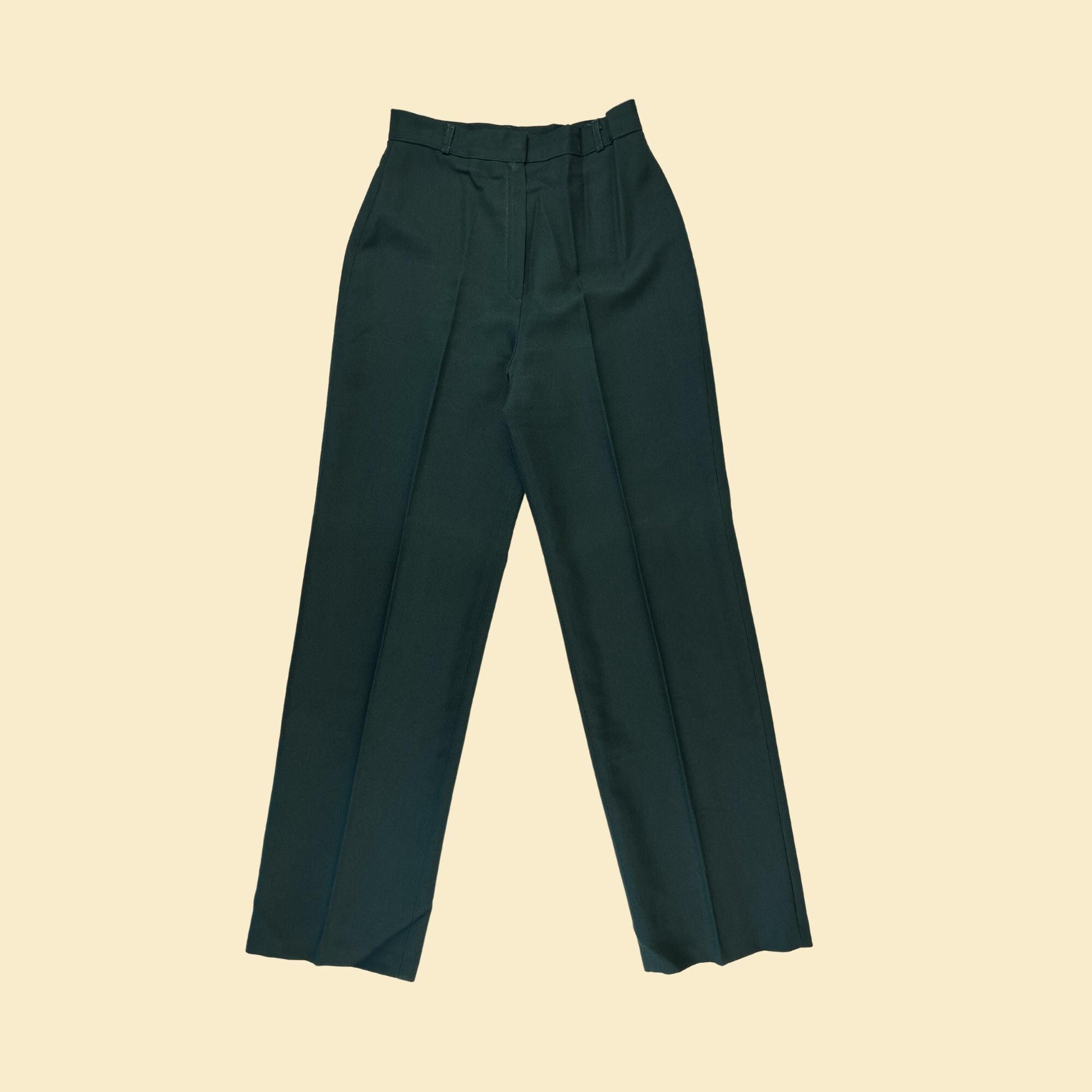 1970s emerald green pants by Bobbie Brooks, vintage size 13, 29.5" waist women's straight leg pants