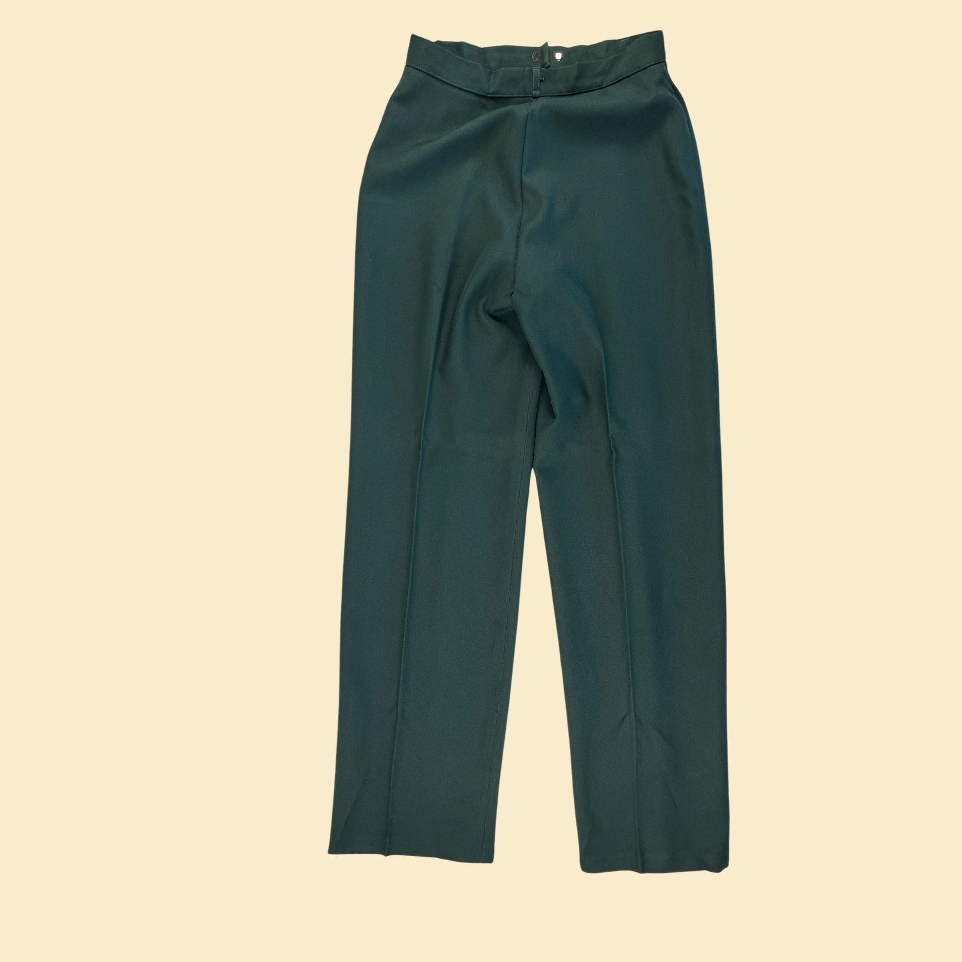 1970s emerald green pants by Bobbie Brooks, vintage size 13, 29.5" waist women's straight leg pants